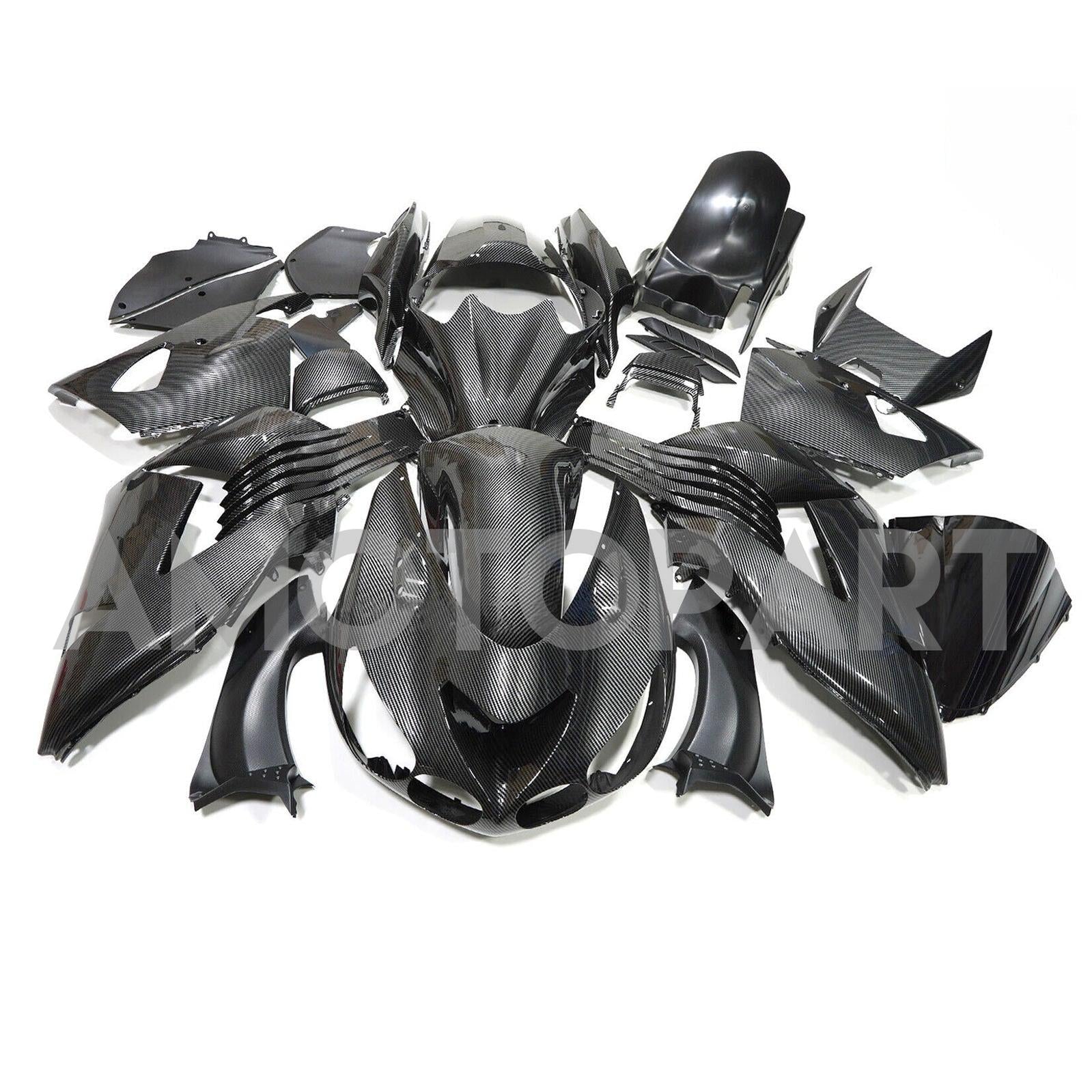 Amotopart 2006-2011 Kawasaki ZX14R ZZR1400 Carbonfaserschwarzverkleidungskit