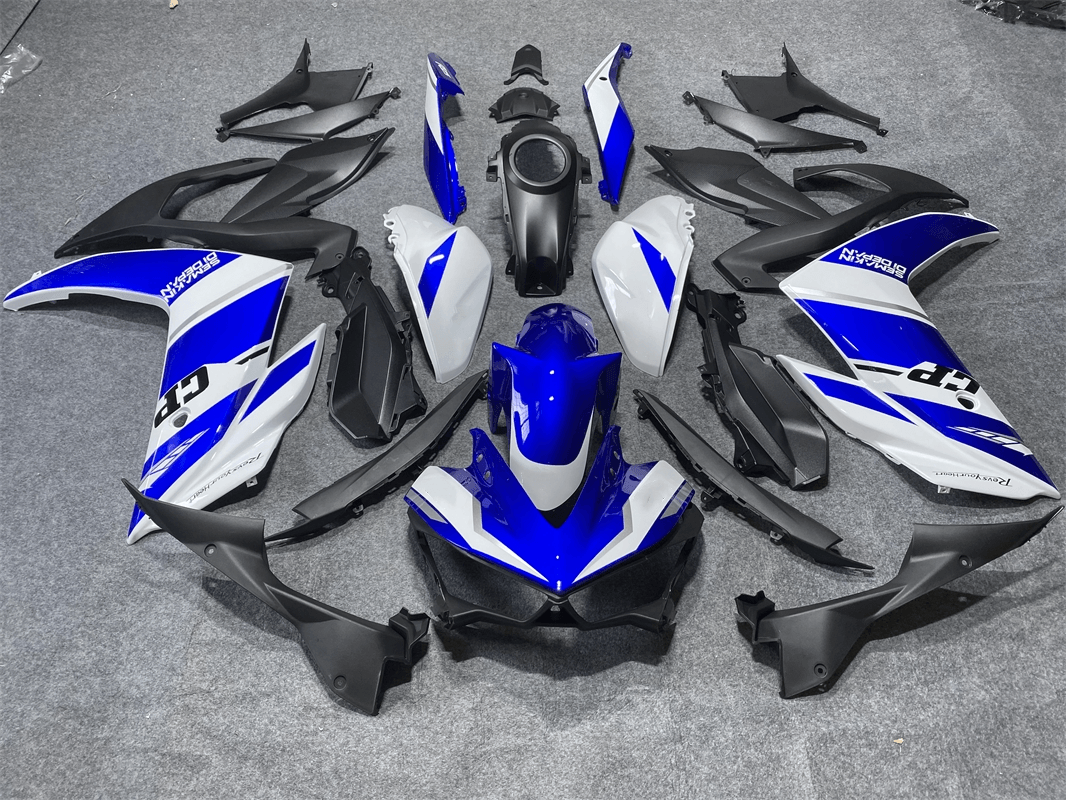 Amotopart ヤマハ YZF-R3 2014-2018 R25 2015-2017 ブルー&ホワイト フェアリングキット