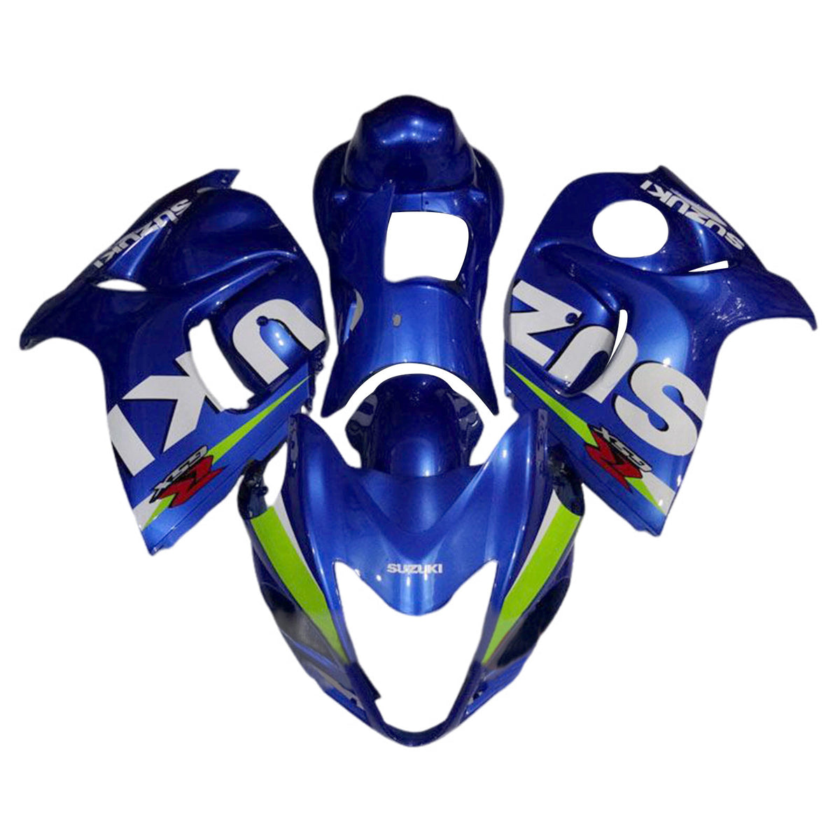 Amotopart 2008-2020 GSX1300R Hayabusa Suzuki Kit de carénage bleu et vert