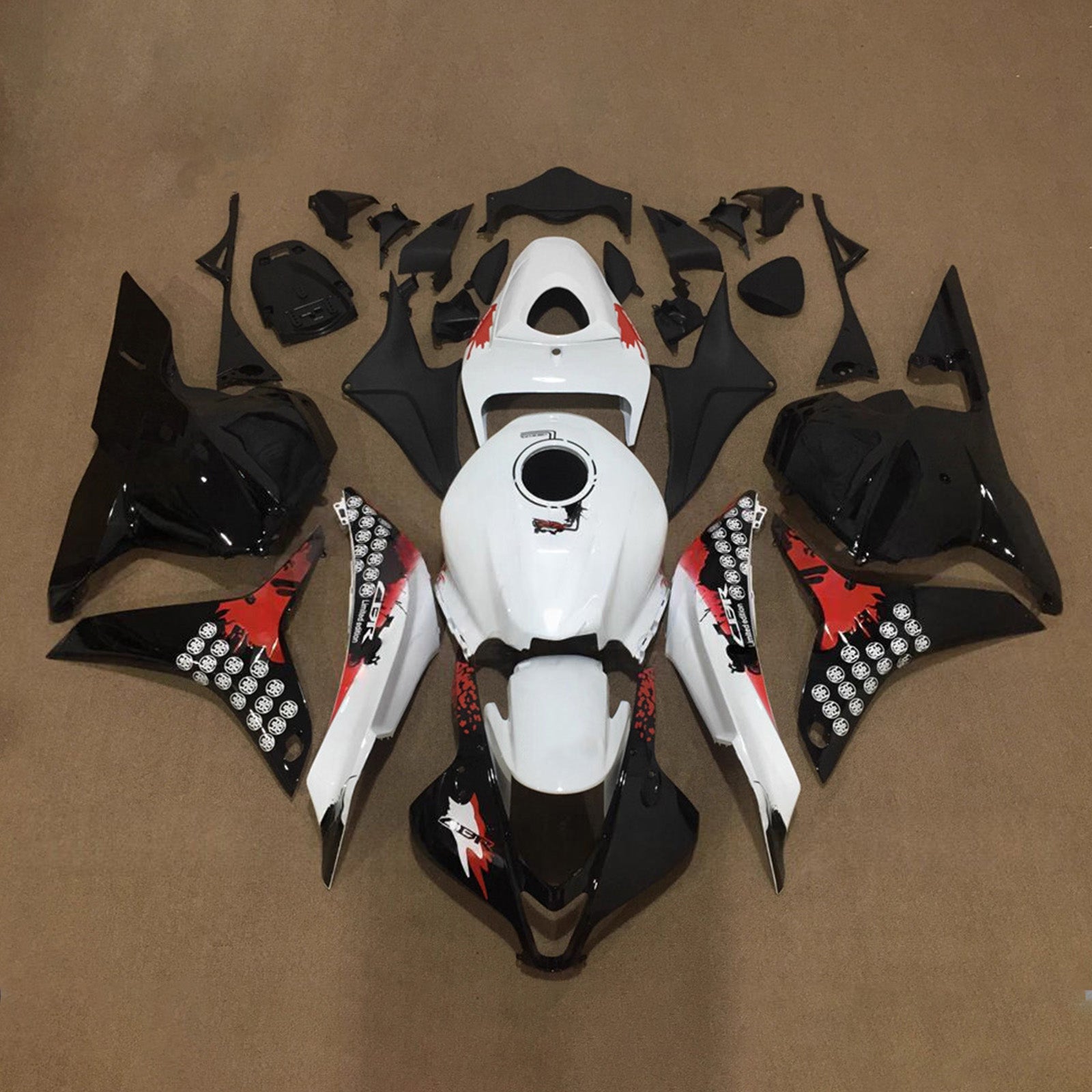 Amotopart 2009-2012 Honda CBR600RR White&Black Fairing Kit