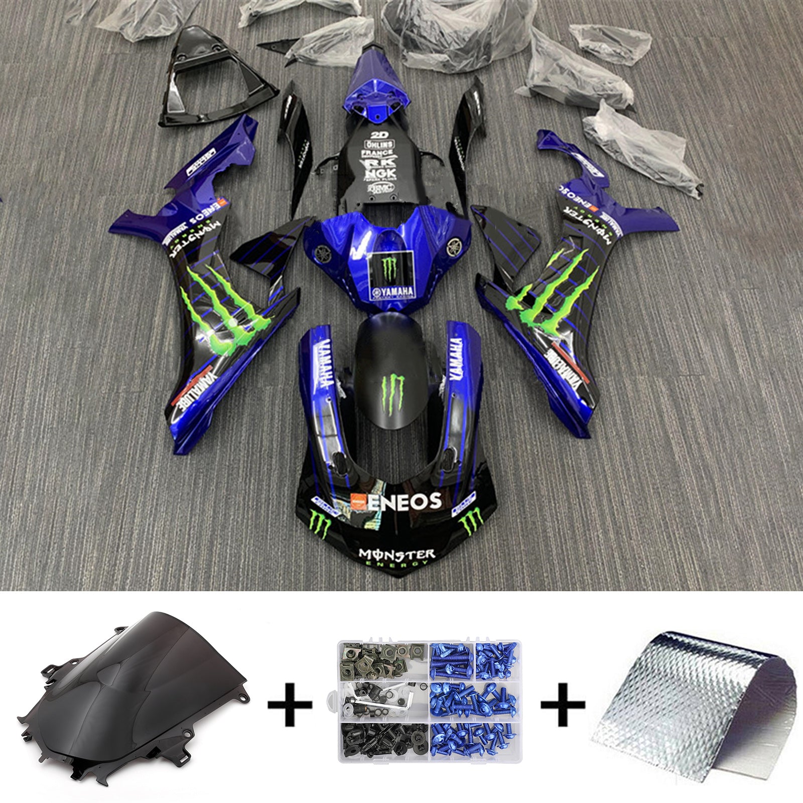 Amotopart Yamaha YZF 1000 R1 2015-2019 Monster Blue&Black Style2 Fairing Kit