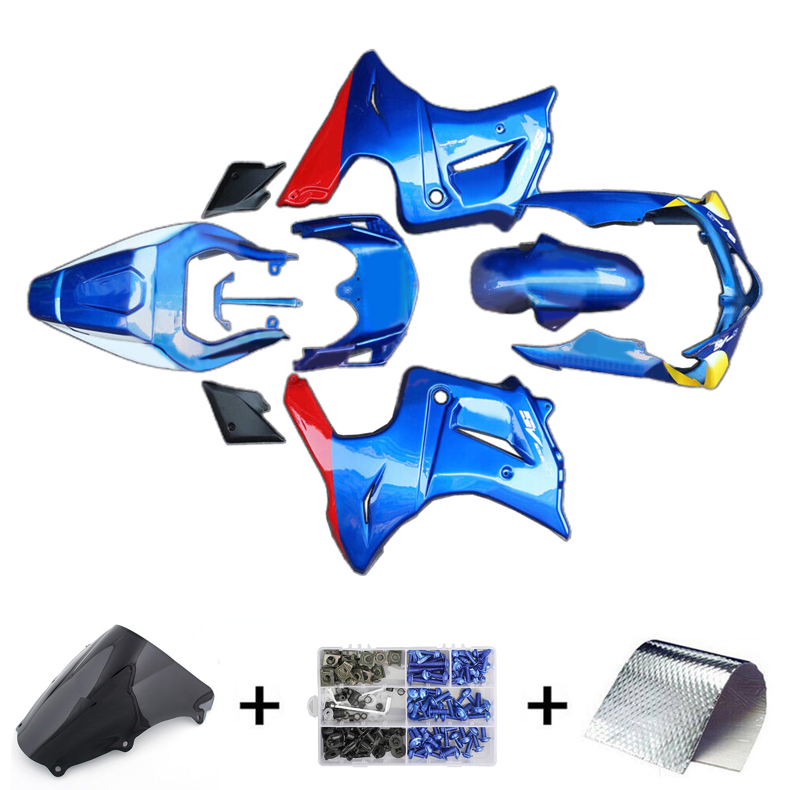 Amotopart 2003-2013 SV650 Suzuki Kit de carénage bleu et rouge