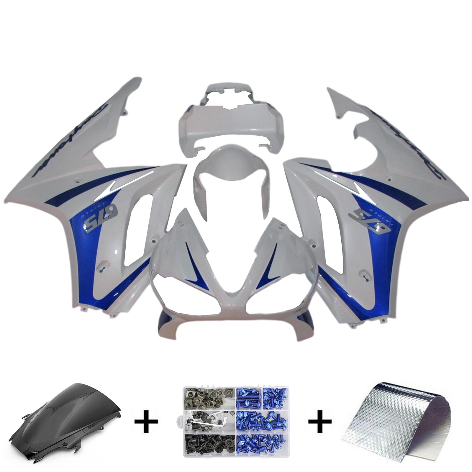 Amotopart 2009–2012 Triumph Daytona 675 weiß-blaues Verkleidungsset