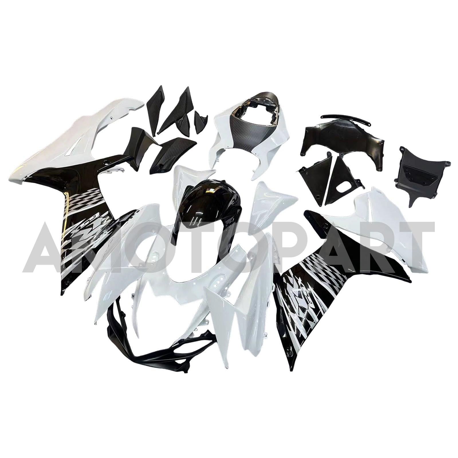 Amotopart 2011-2024 Suzuki GSXR 600/750 White Black Dehnung Kit