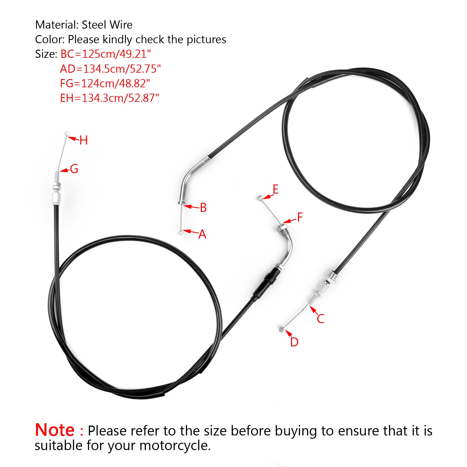 Motorcycle Throttle Cable For Honda 2002-08 VTX1800 17910-MCV-000 17920-MCV-000