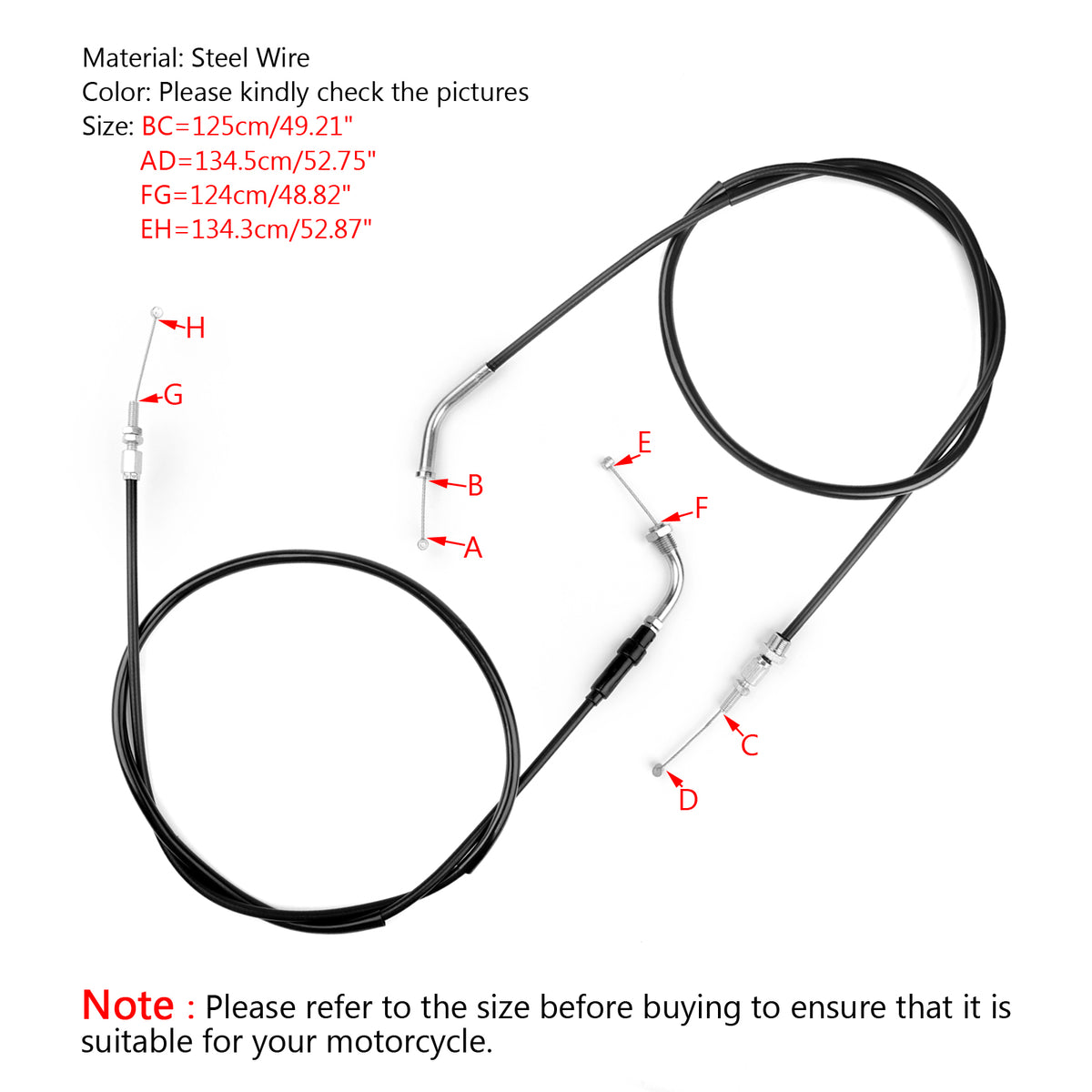 Motorcycle Throttle Cable For Honda 2002-08 VTX1800 17910-MCV-000 17920-MCV-000