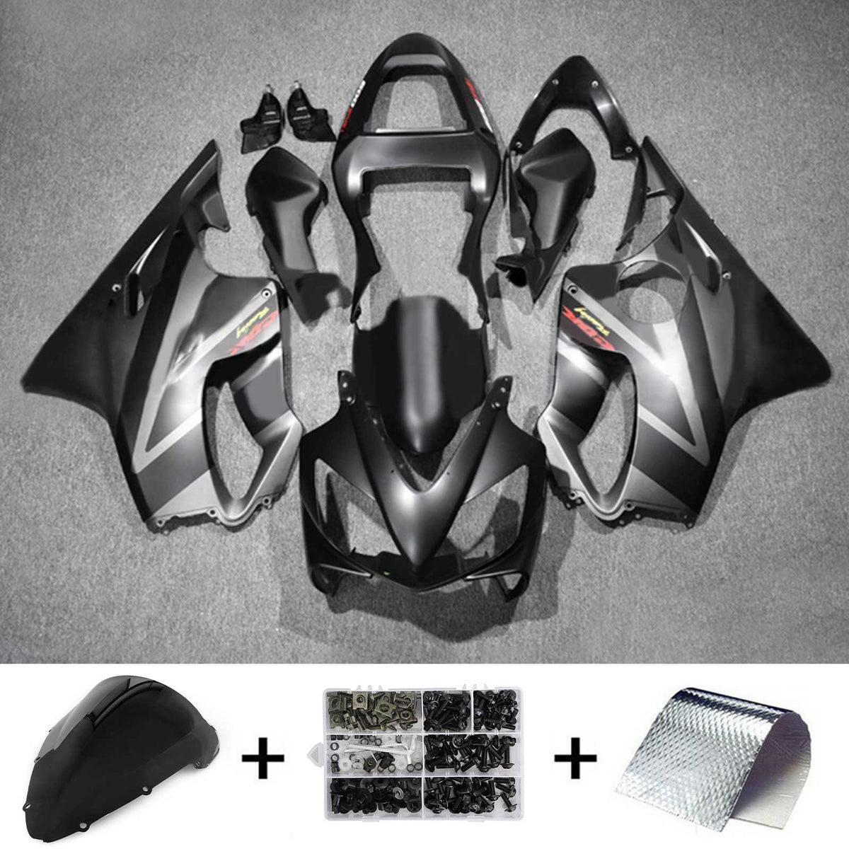 Amotopart 2001-2003 CBR600 F4i Honda Kit de carenado negro y gris