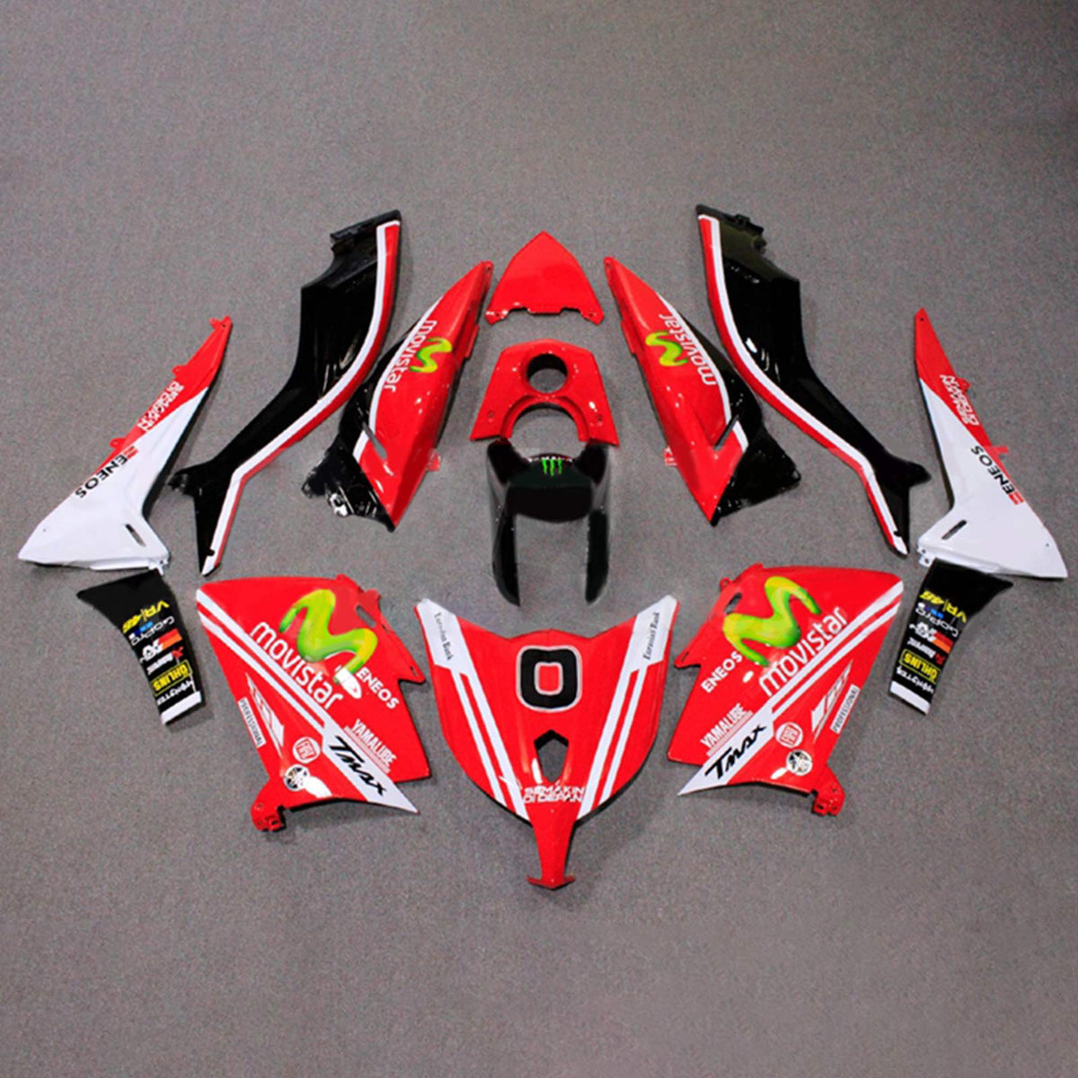 Kit carena Amotopart 2012-2014 T-Max TMAX530 Yamaha rosso e bianco Style2