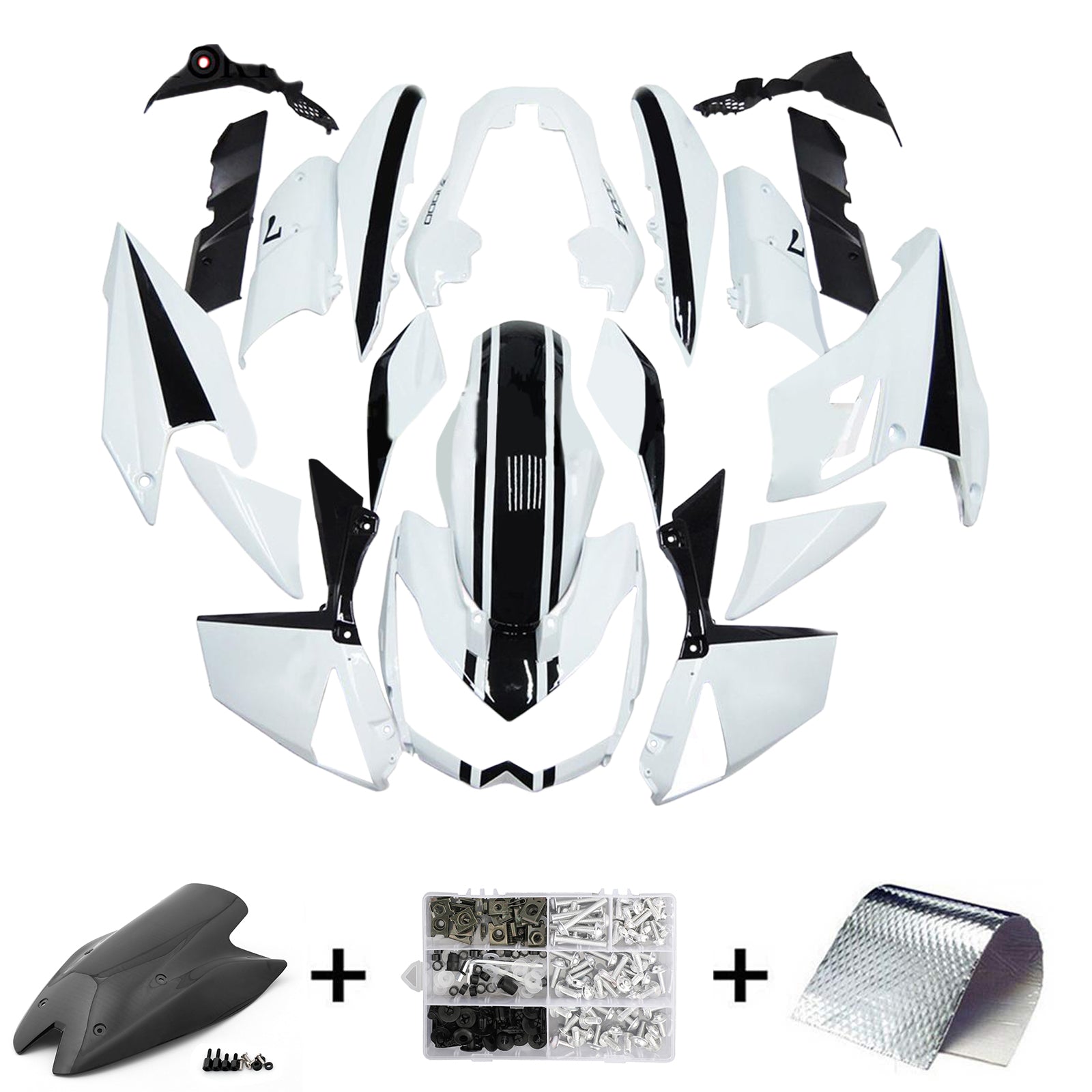 Amotopart 2010-2013 Kawasaki Z1000 White Black Fairing Kit