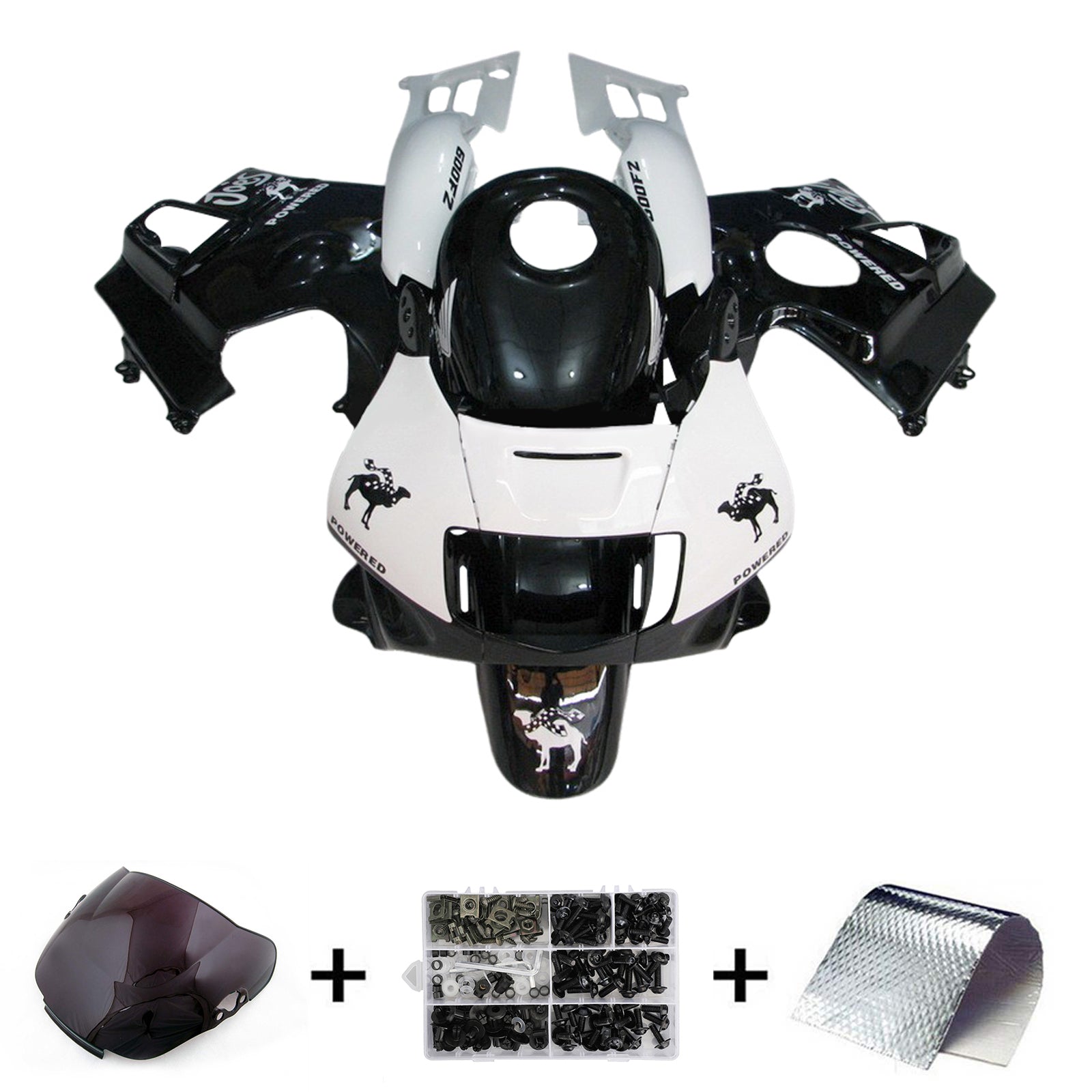 Amotopart 1991-1994 Honda CBR600 F2 Black White Fairing Kit