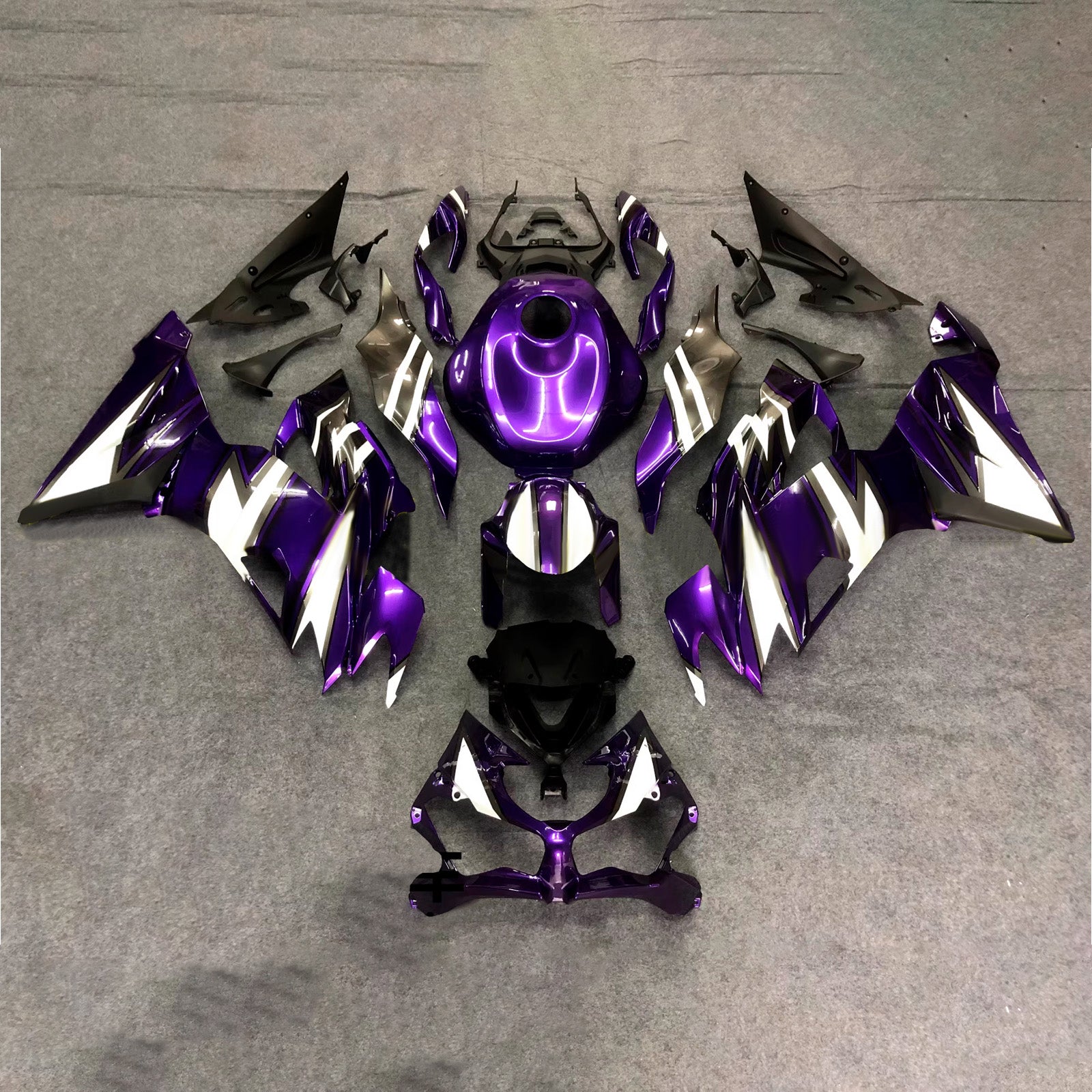 Amotopart 2019-2023 Kawasaki ZX6R Purple White Black Fairing Kit