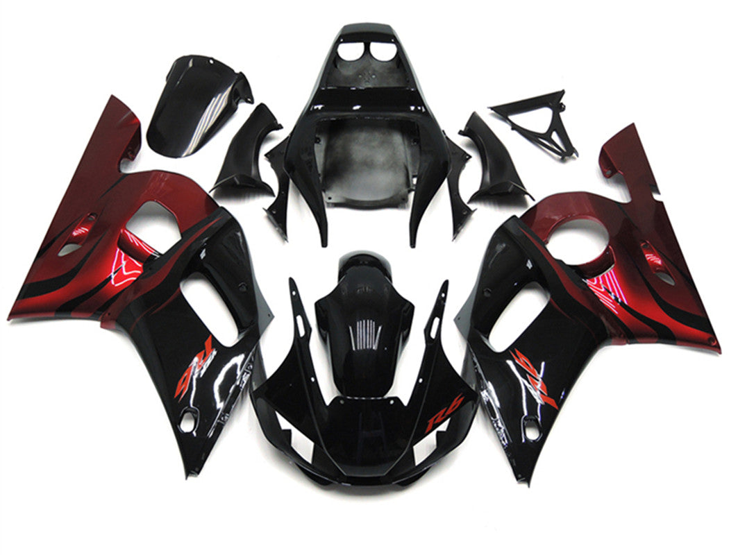 Amotopart Yamaha YZF 600 R6 1998-2002 Kit de carénage rouge et noir Style1