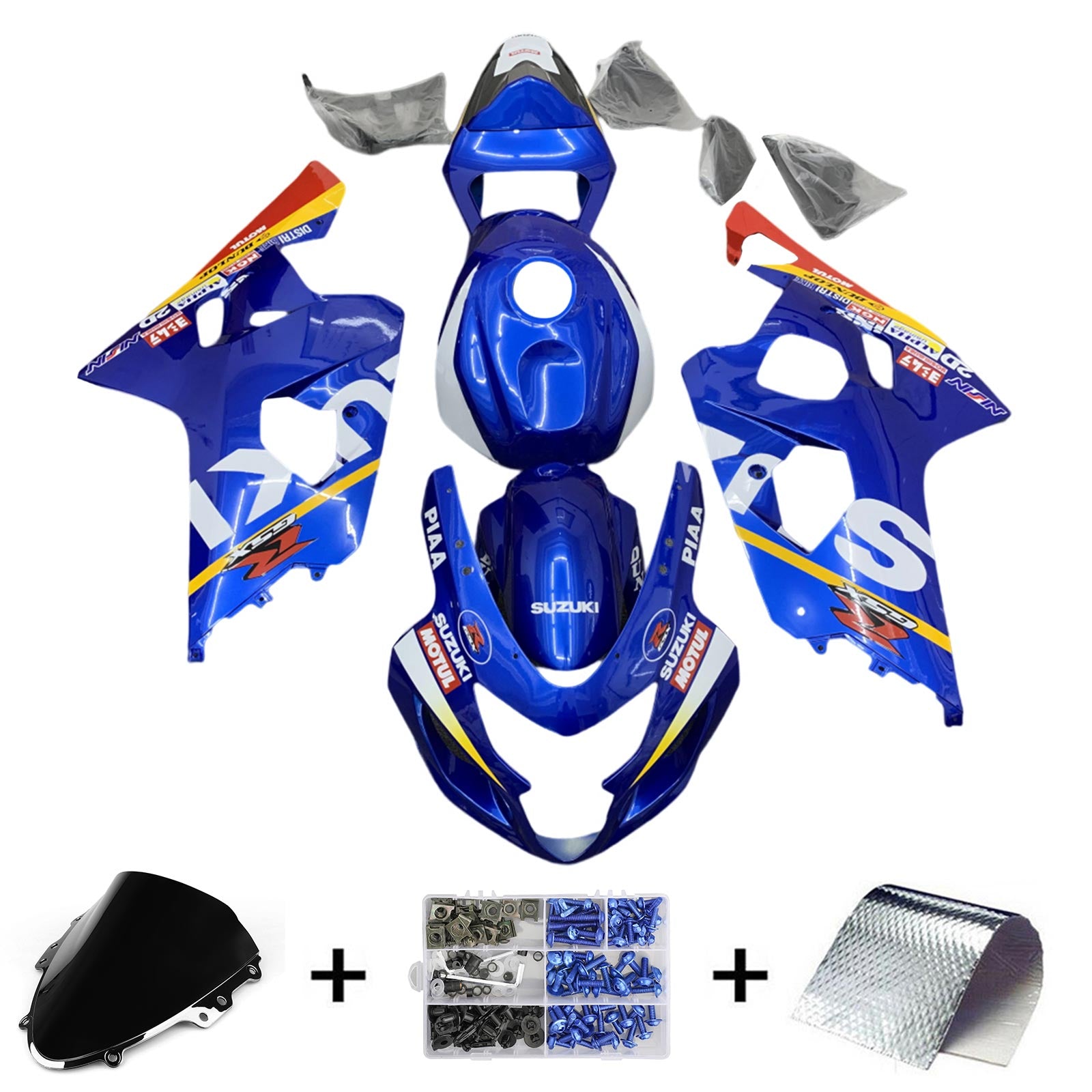 Amotopart 2004-2005 Suzuki GSXR 600/750 K4 Kit de carenado azul