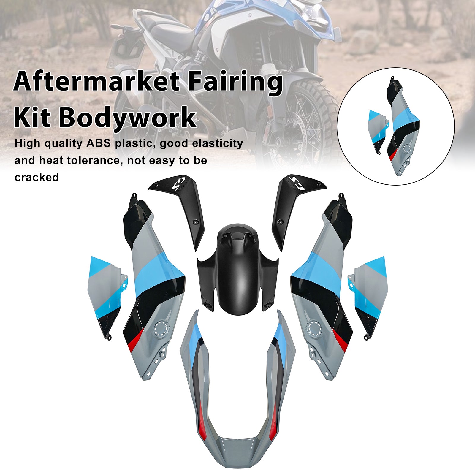 Amotopart 2024-2025 BMW R1300GS Grey Light Blue Fairing Kit