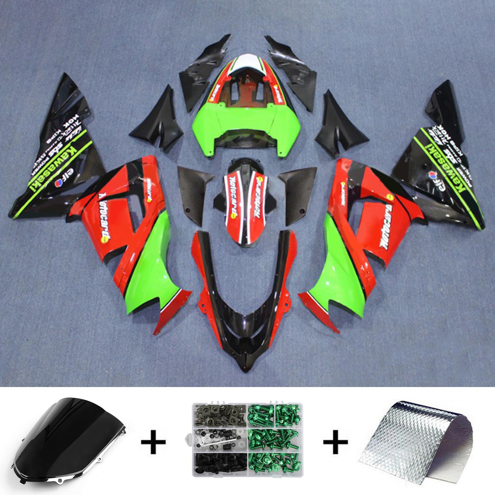 Amotopart 2004-2005 ZX10R Kawasaki Kit de carenado rojo y verde