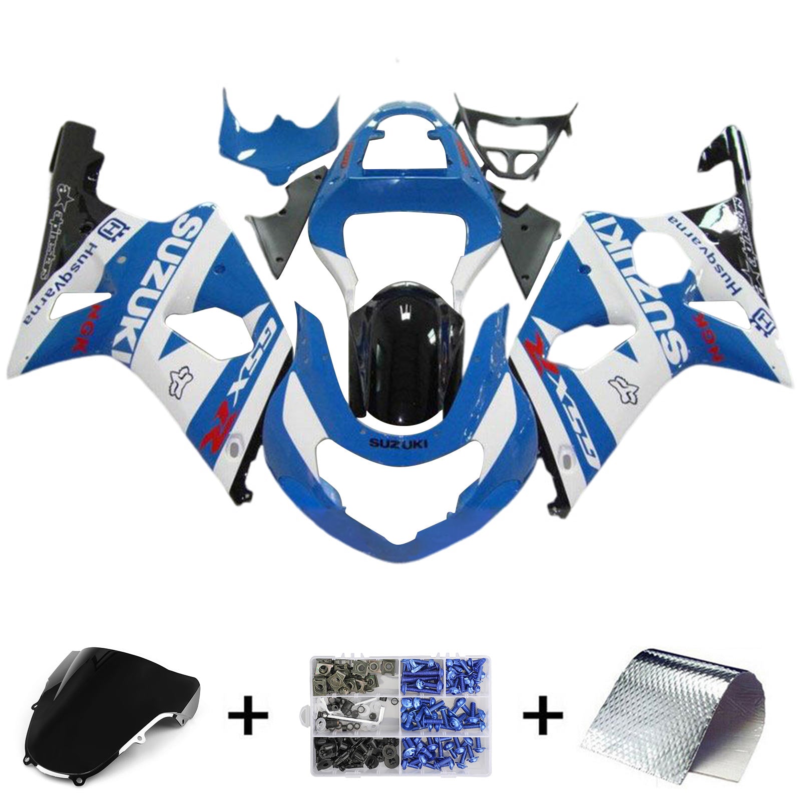 Amotopart 2000-2002 K1 K2 GSXR1000 Suzuki Blue&White Style3 Fairing Kit