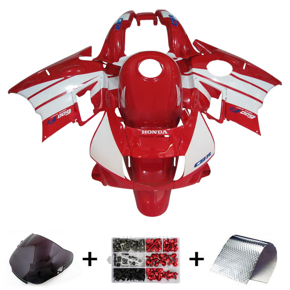 Amotopart 1991-1994 Honda CBR600 F2 Kit de carénage rouge blanc