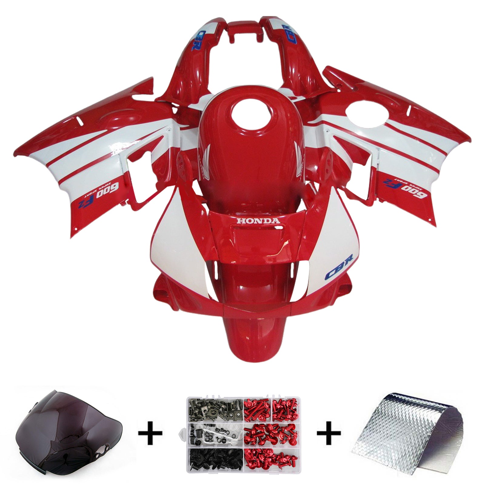 Amotopart 1991–1994 Honda CBR600 F2 rot-weißes Verkleidungsset