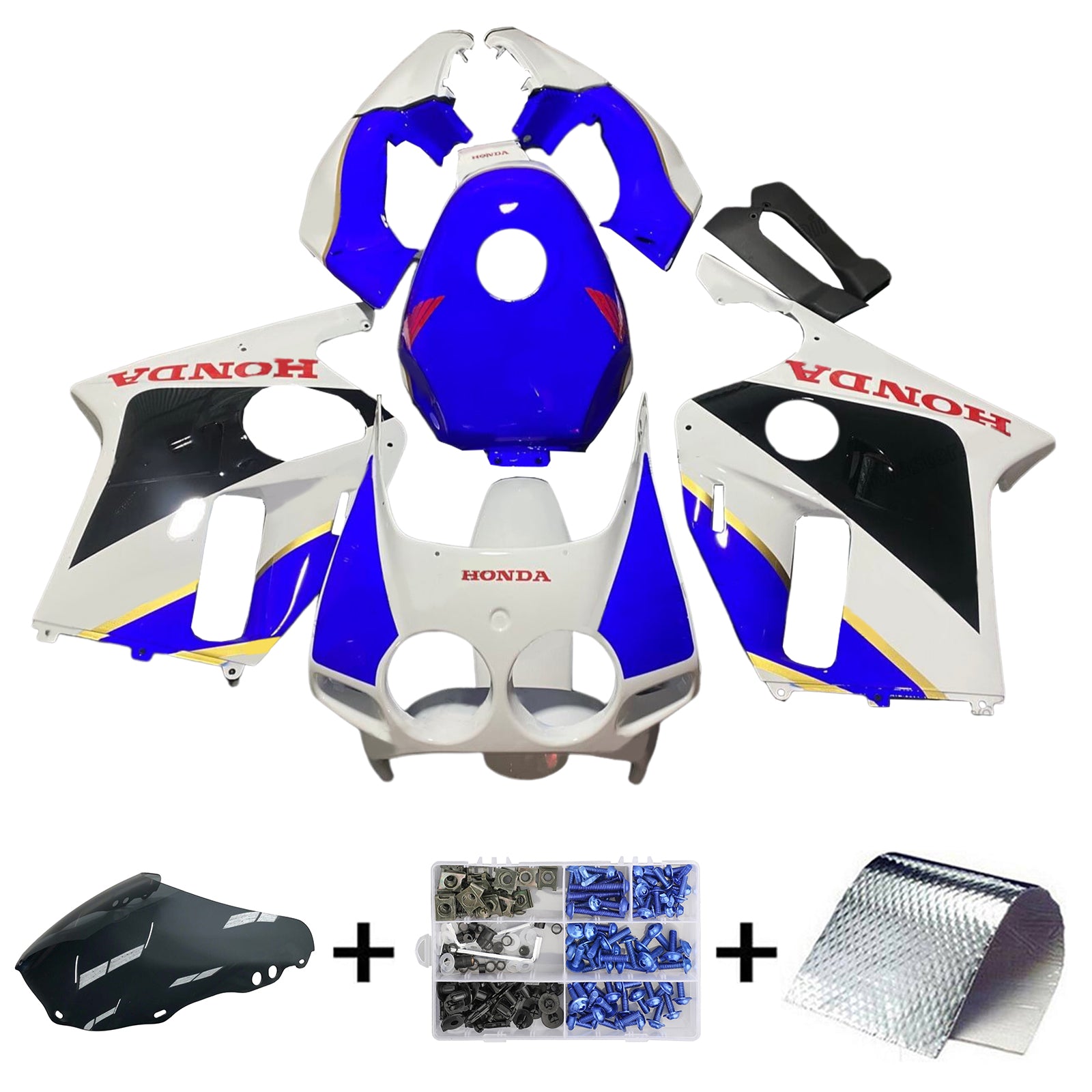 Amotopart 1988-1989 Honda CBR250RR MC19 White Black Blue Fairing Kit