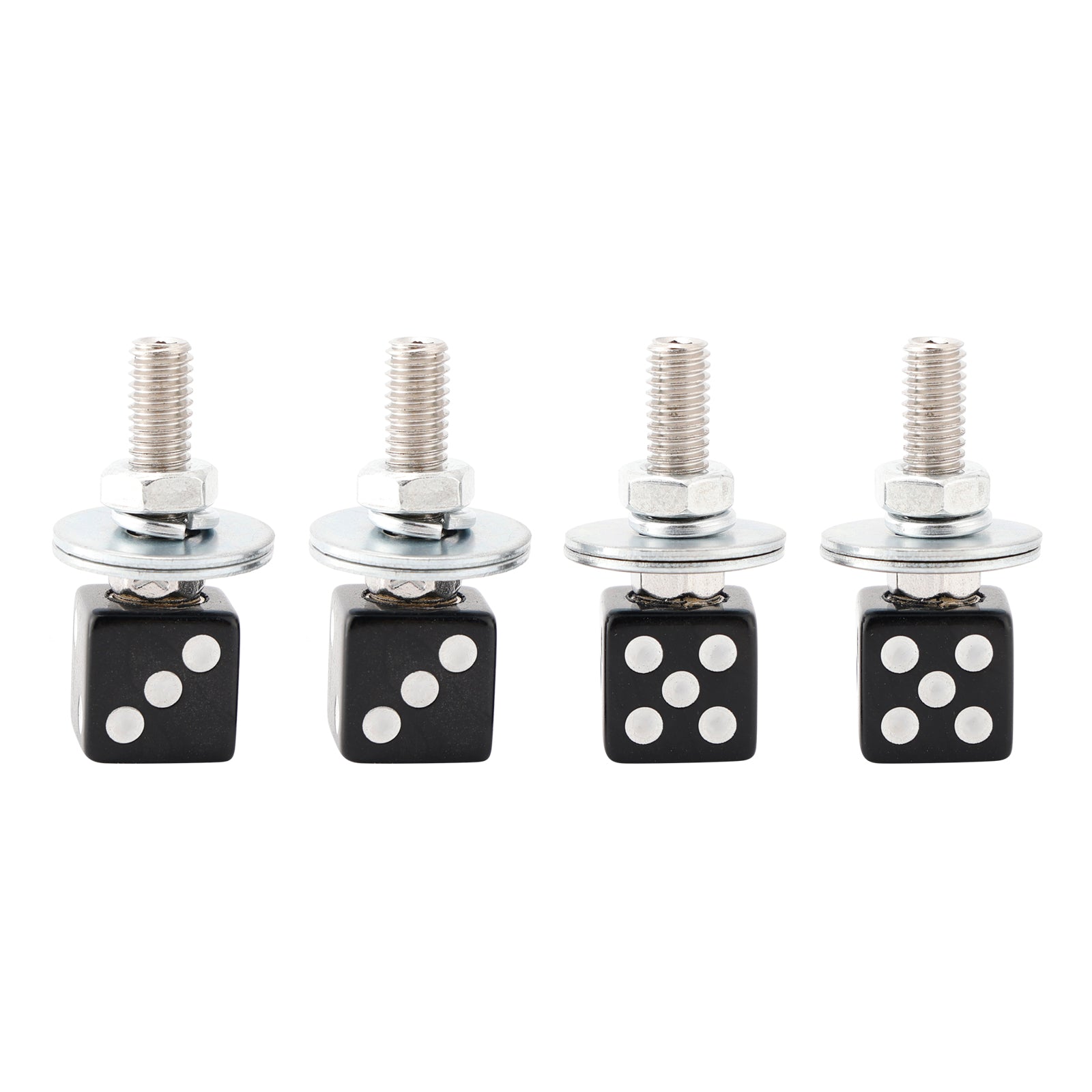 4x Custom DICE License Plate Bolt Screw Black Plastic Motorcycle Chopper Bobber