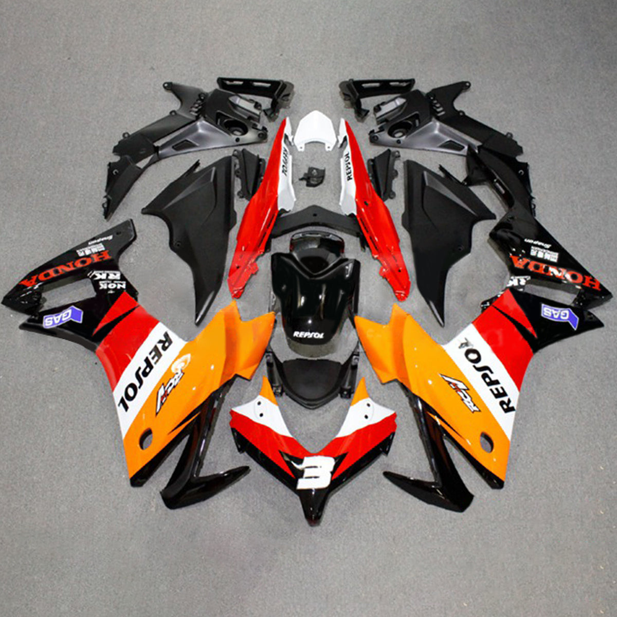 Amotopart 2013-2015 CBR500R Honda Kit de carenado Repjol rojo y naranja