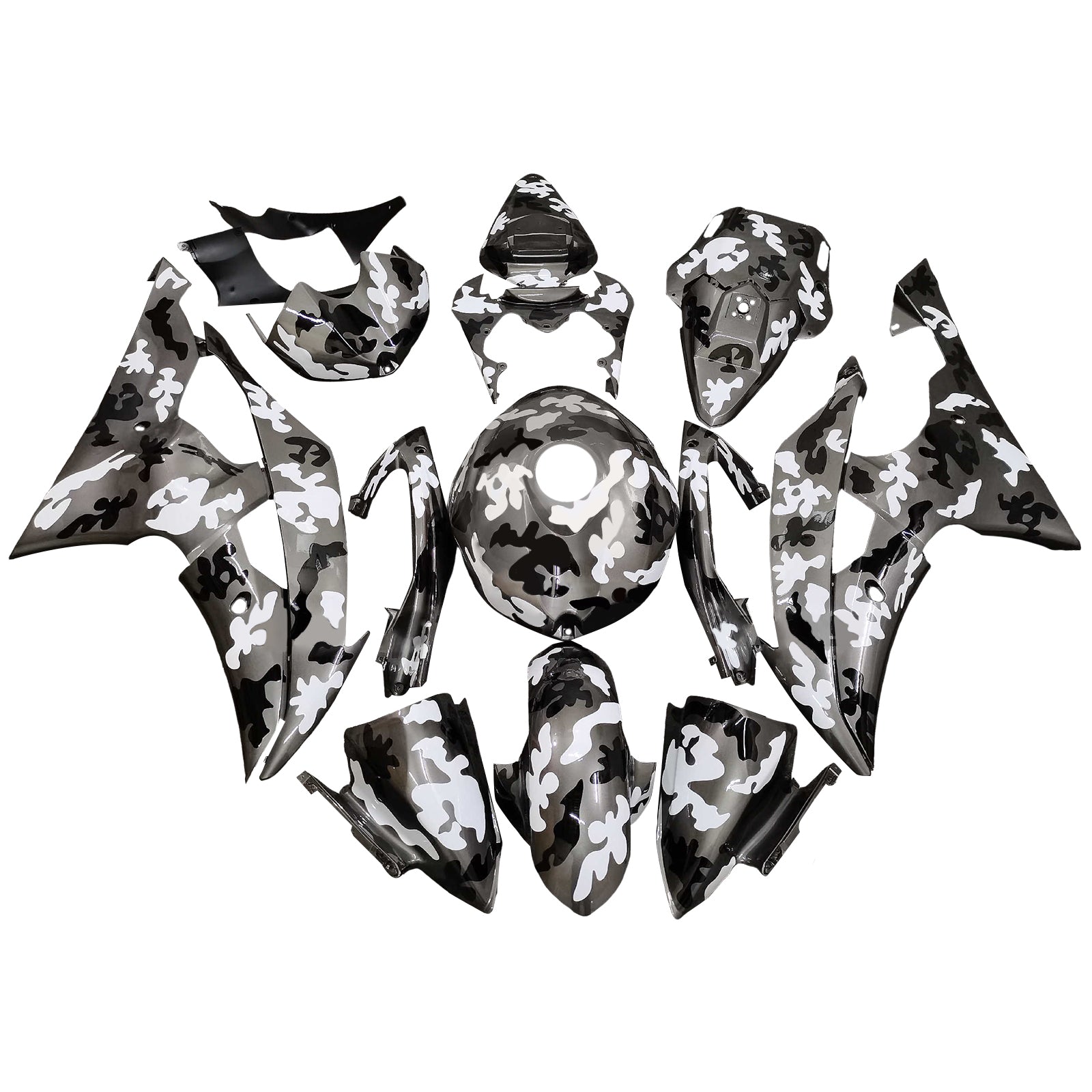 Amotopart 2008-2016 Yamaha YZF-R6 Grey & Black Fairing Kit