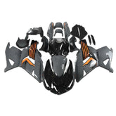 Amotopart 2006–2011 Kawasaki ZX14R ZZR1400 Verkleidungsset in Schwarz, Grau und Orange