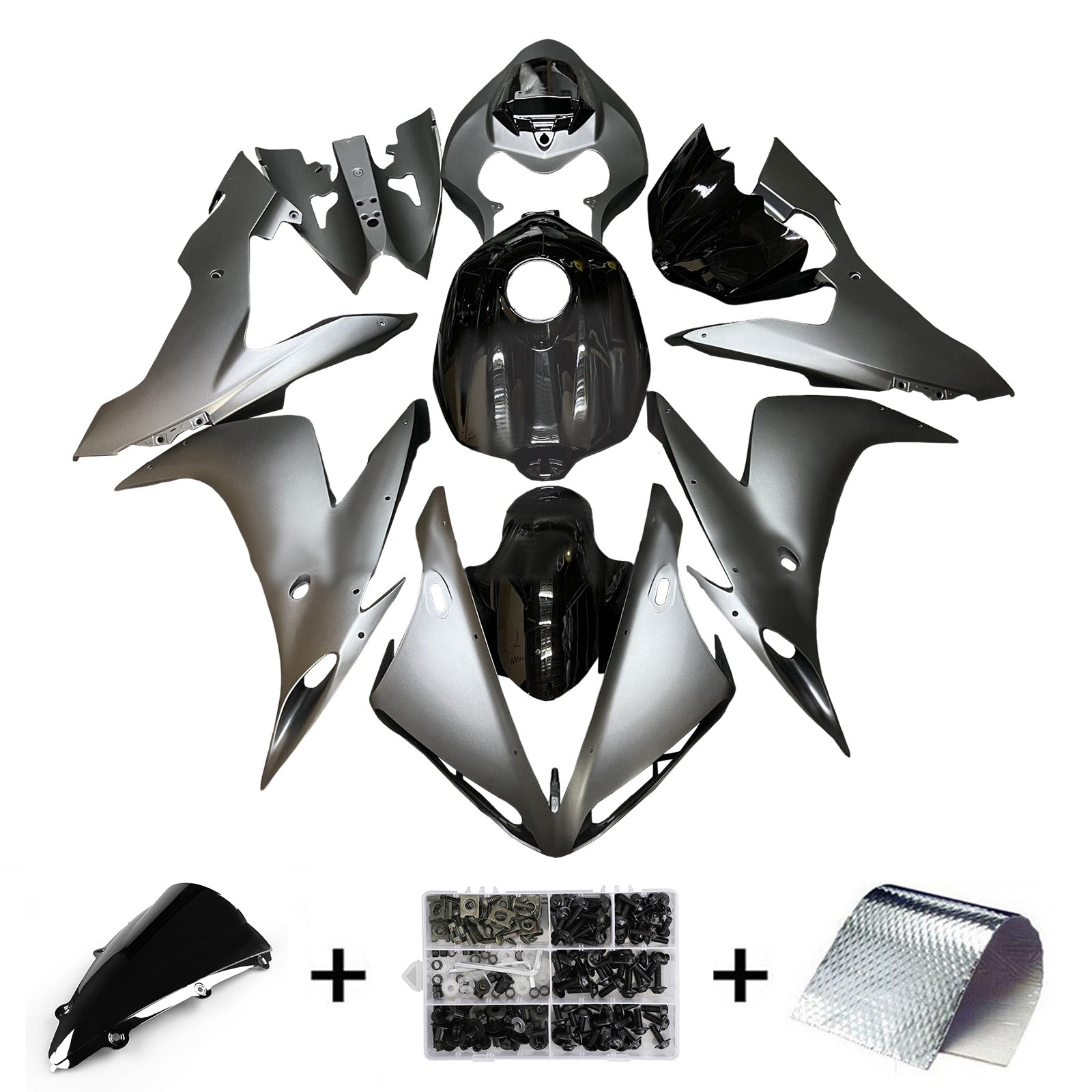 Amotopart 2004-2006 Yamaha YZF-R1 Grey Black Fairing Kit