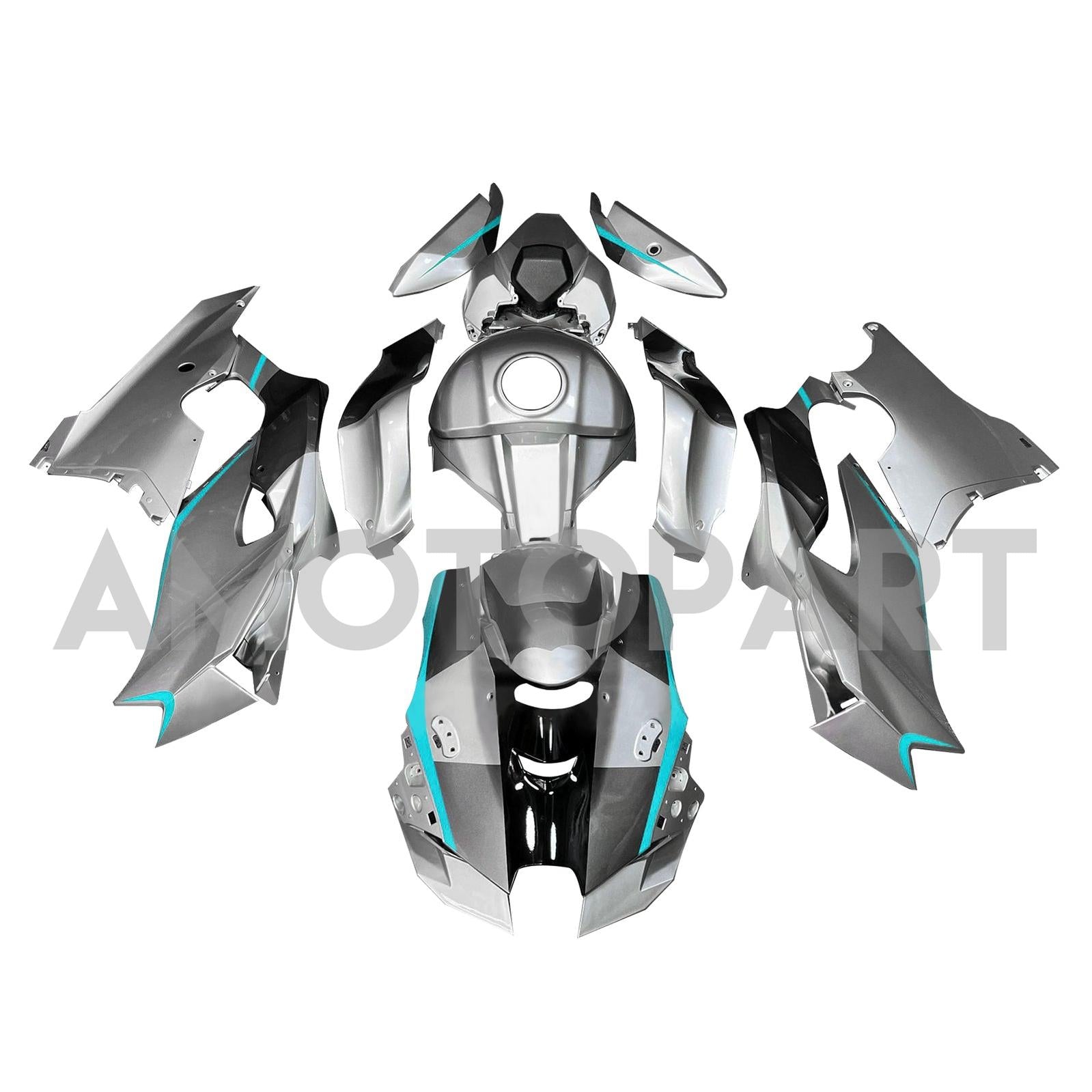 Amotopart 2021-2024 Kawasaki ZX10R ZX10RR スライバー ブラック グレー フェアリングキット