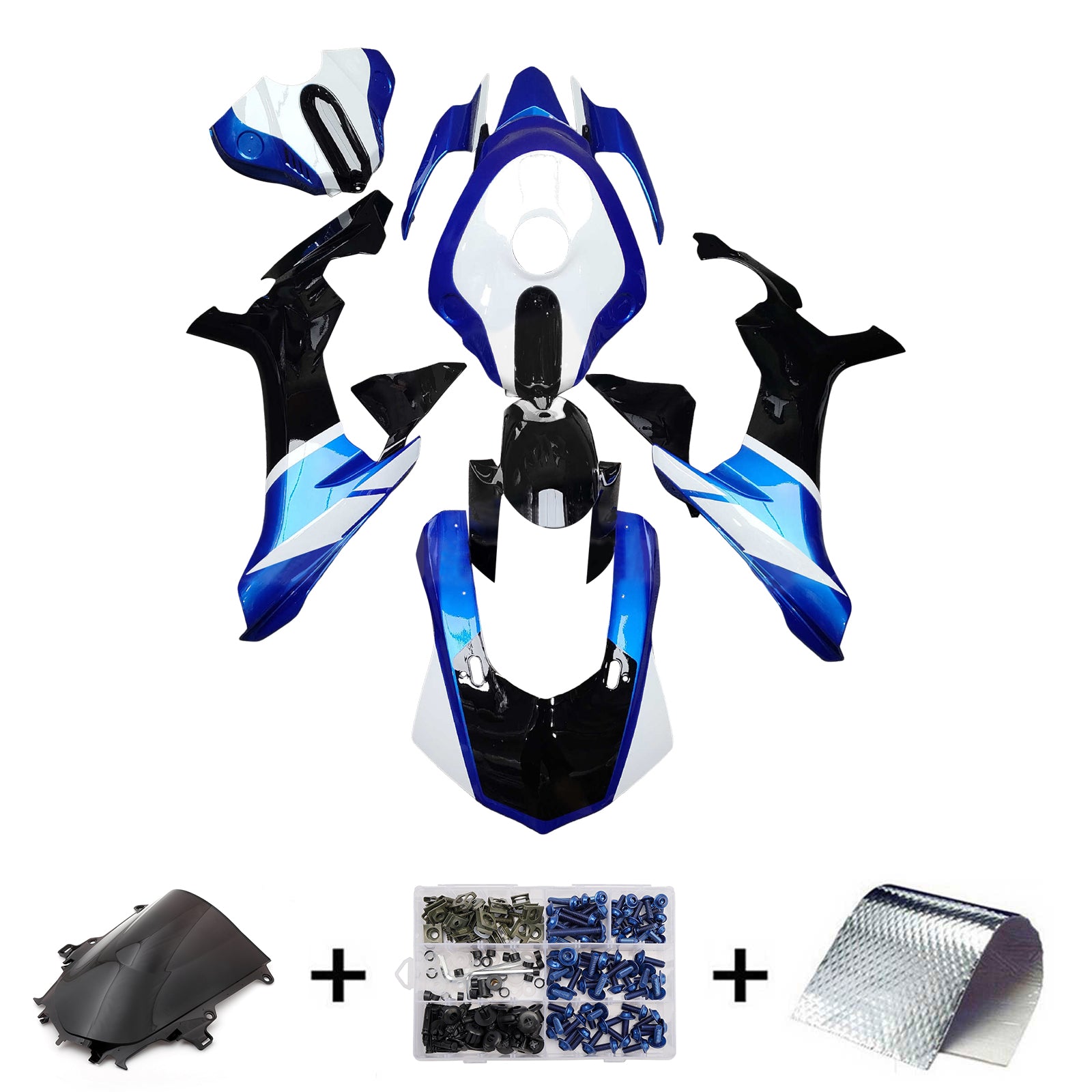 Amotopart 2015-2019 Yamaha  YZF-R1 Blue & Black Fairing Kit