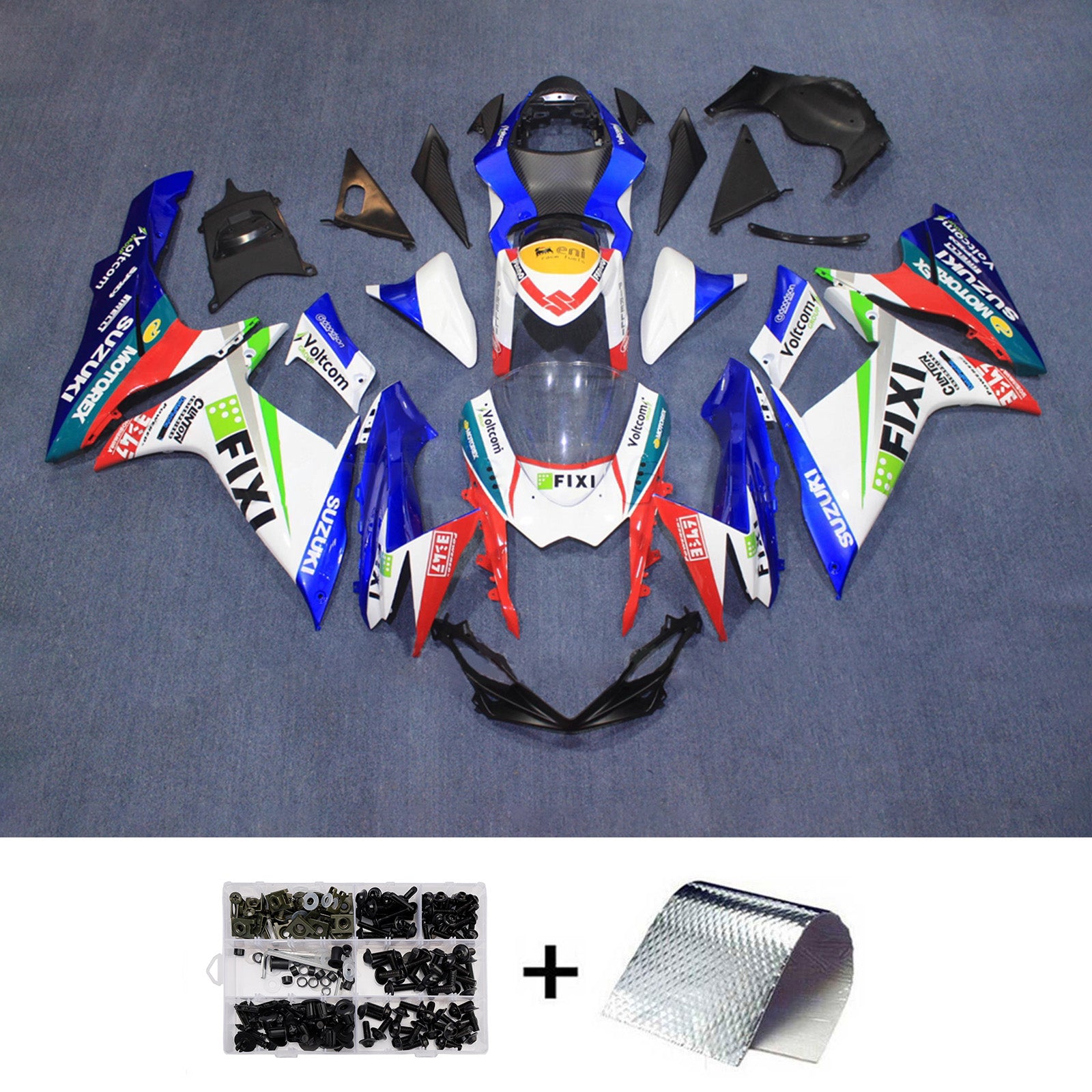 Amotopart 2011-2026 Suzuki GSXR 600/750 Blue White Red Fairing Kit