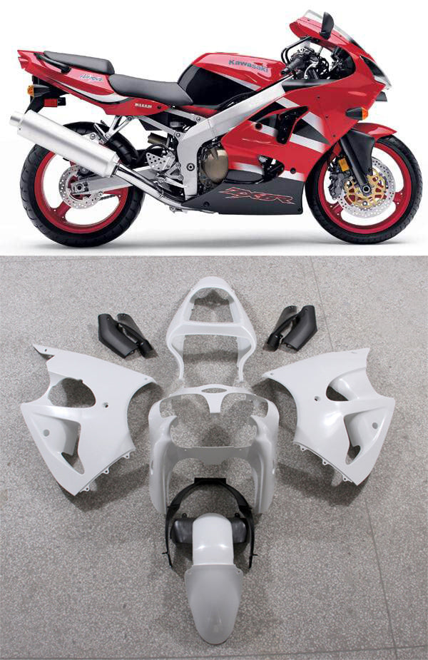 Amotopart 2000-2002 Kawasaki ZX6R 636 2005-2008 Kawasaki ZZR600 Red White Fairing Kit