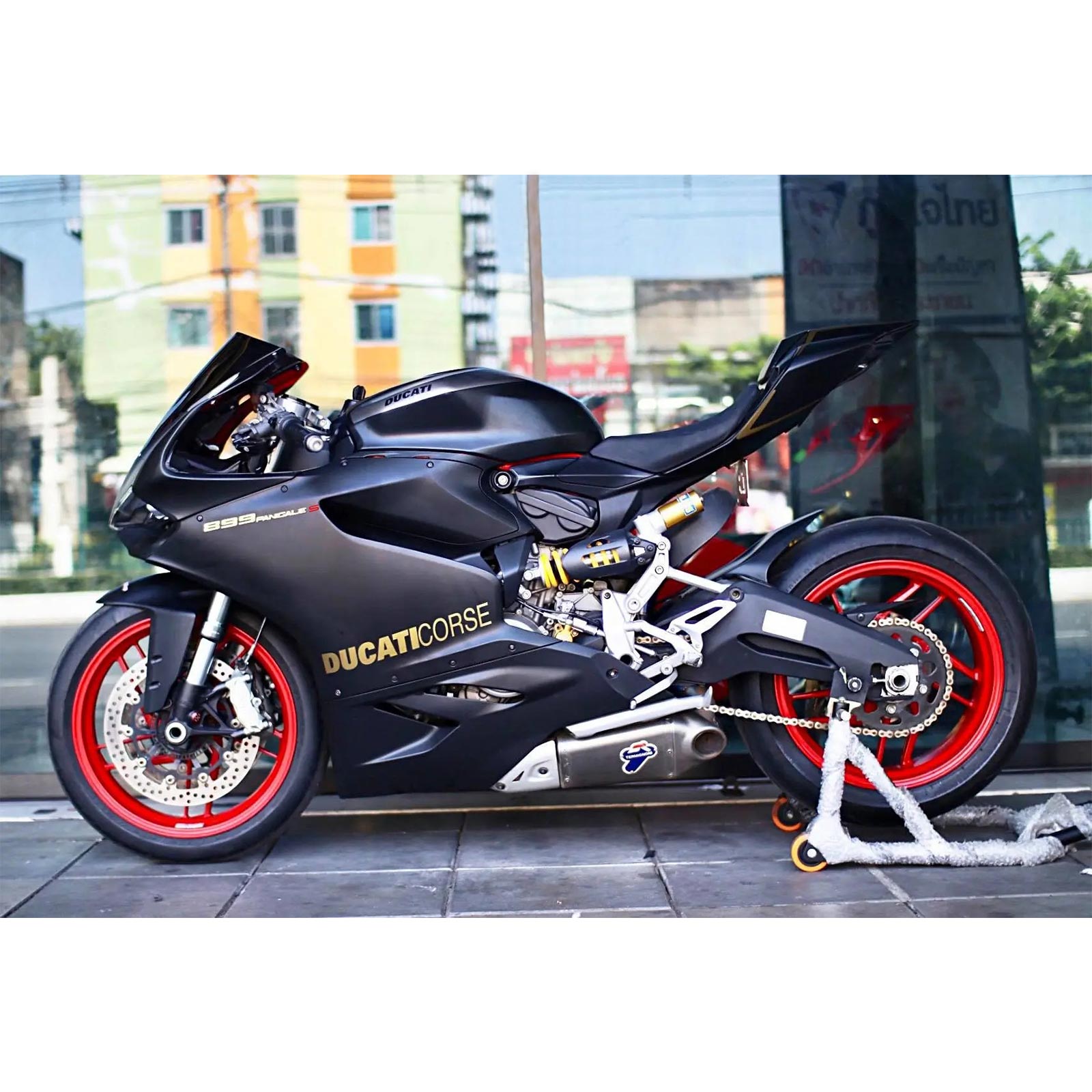Amotopart 2012–2015 Ducati 1199 899 Mattschwarz mit goldenem Logo-Verkleidungsset