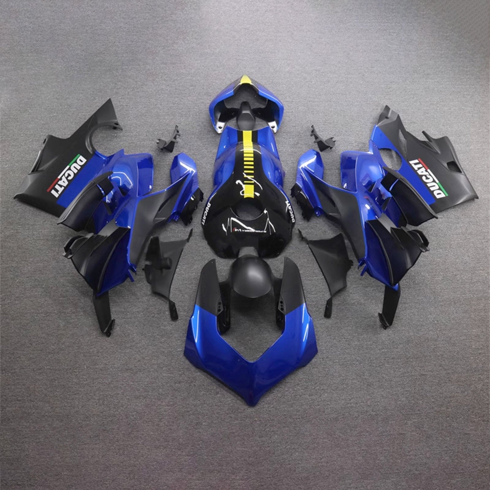 Kit de carénage Amotopart Ducati Panigale 20-21 V4 V4S & 21-22 V4SP & 19-22 V4R noir bleu