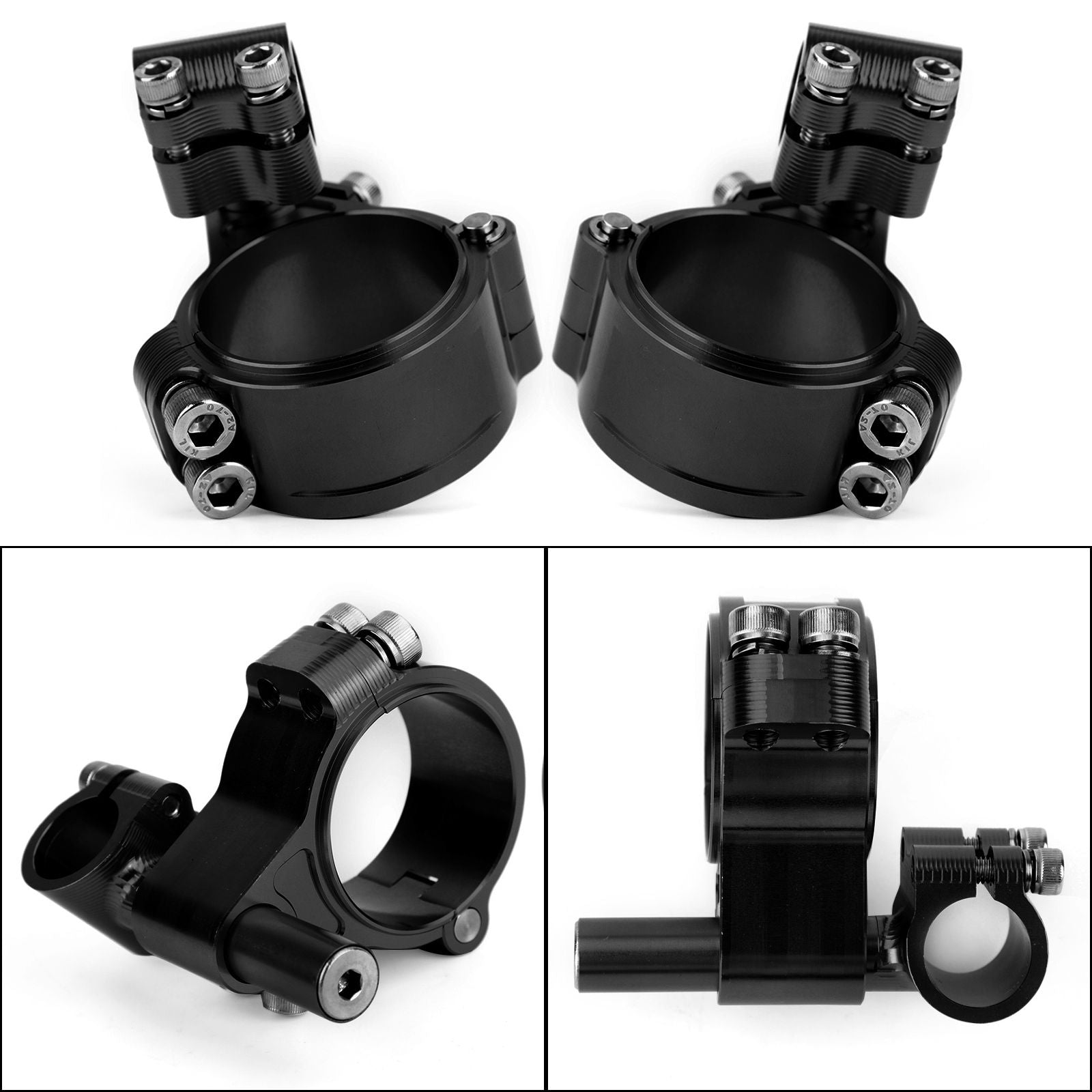 Kit de manillar de tubo de horquilla, Clip de palanquilla CNC giratorio ajustable Universal, 51mm, negro