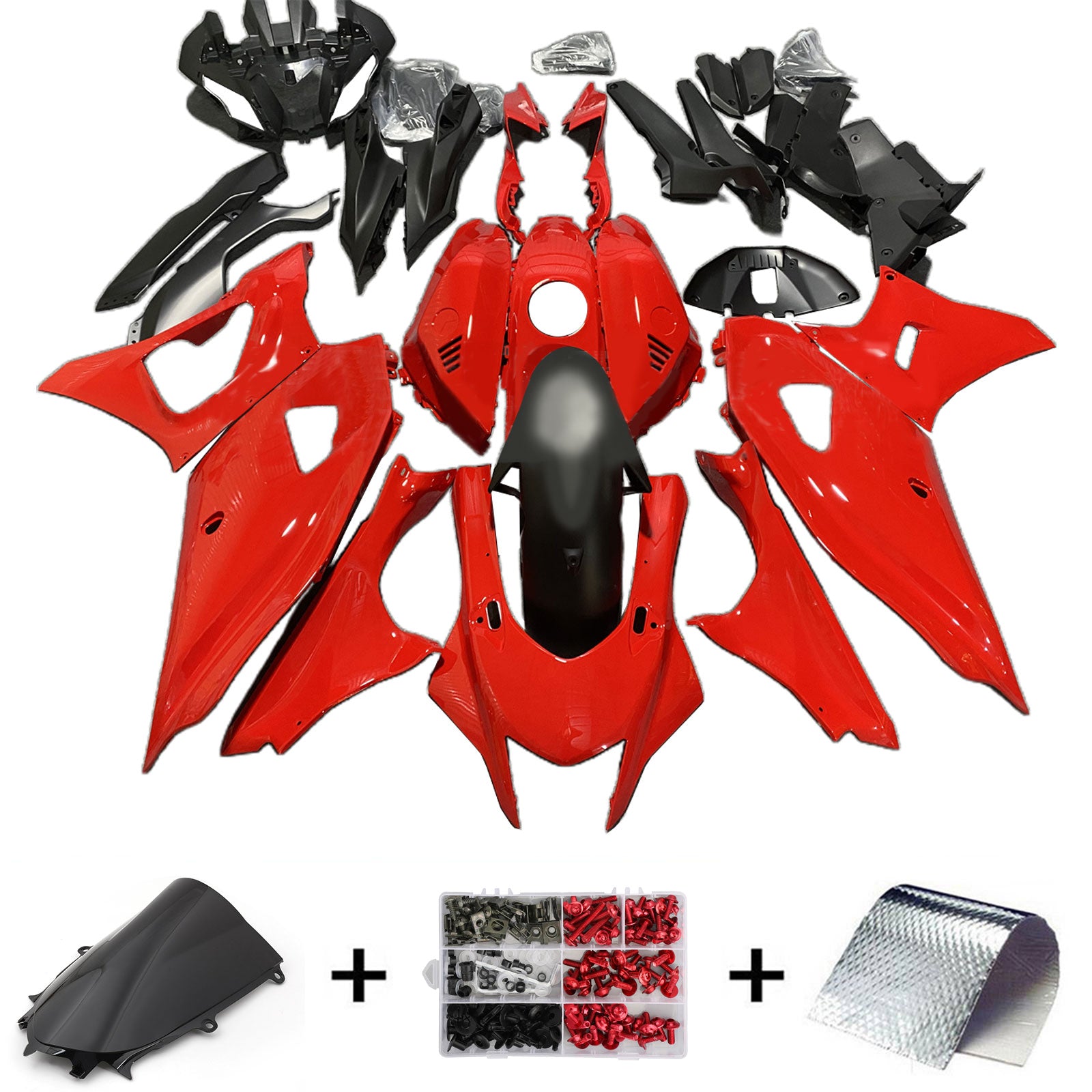 Amotopart 2021-2024 Yamaha YZF-R7 Black Red Fairing Kit