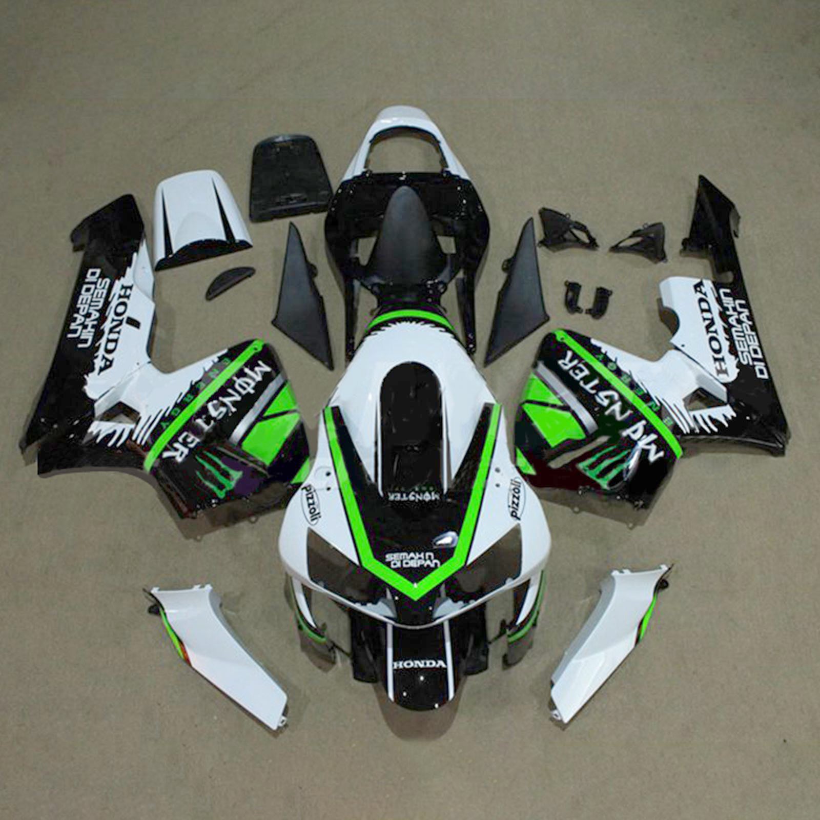 Amotopart 2003-2004 Honda CBR600RR Kit de carenado blanco verde