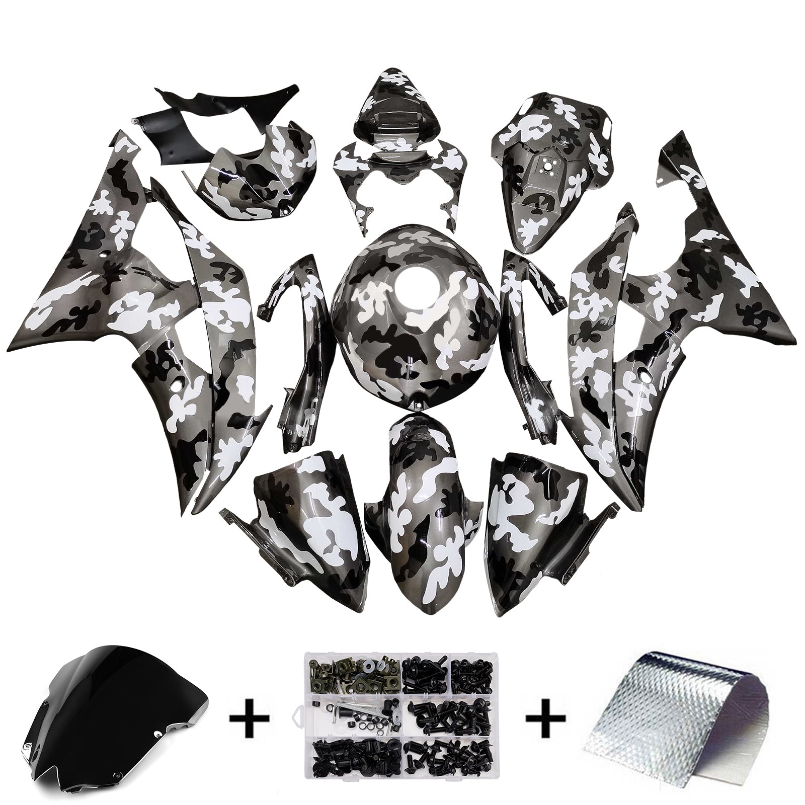 Amotopart 2008-2016 Yamaha YZF-R6 Grey & Black Fairing Kit