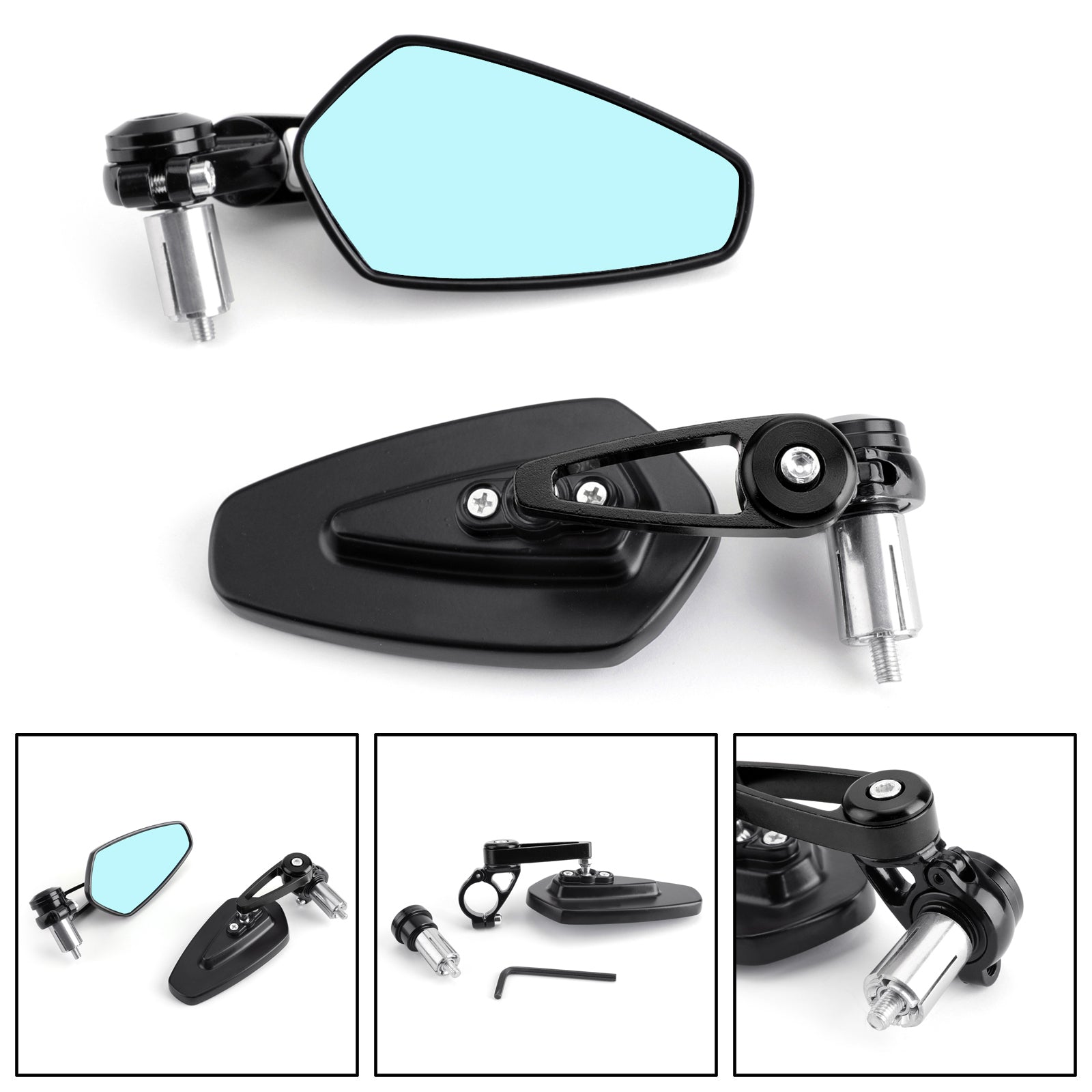 1 Pair 22mm 7/8" Motorcycle Rear View Handle Bar End Side Rearview Mirrors