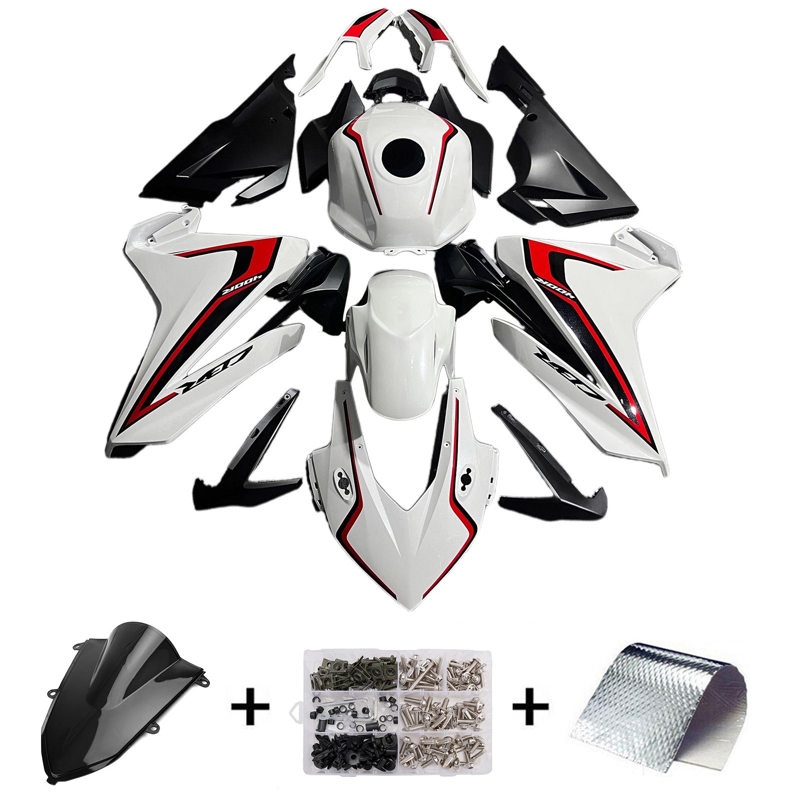 Amotopart 2022 Honda CBR400R White/Red/Black Fairing Kit