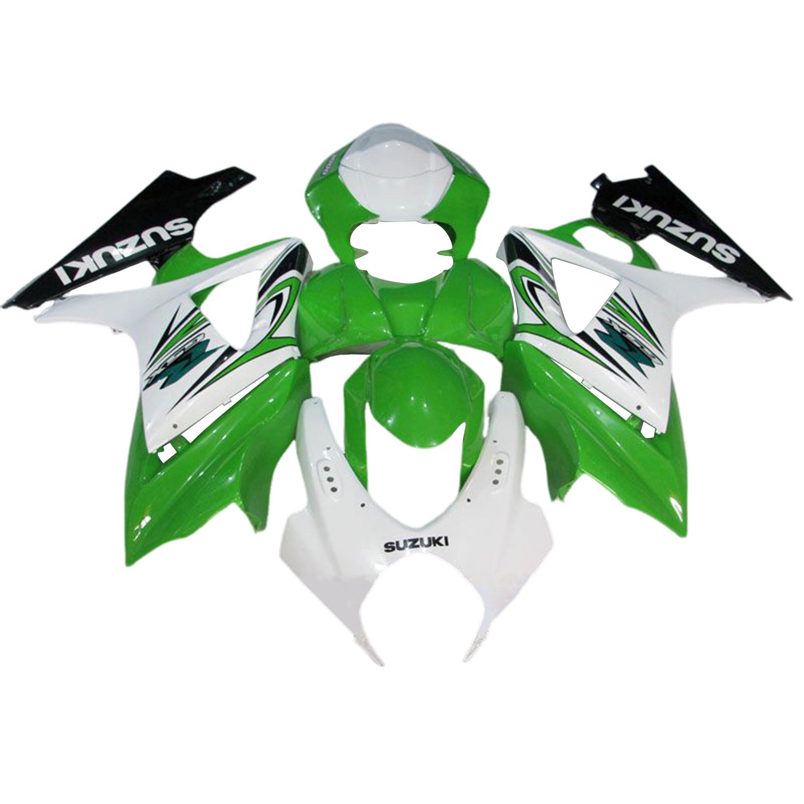 Amotopart 2007-2008 K7 GSXR1000 Suzuki Kit de carenado verde y blanco