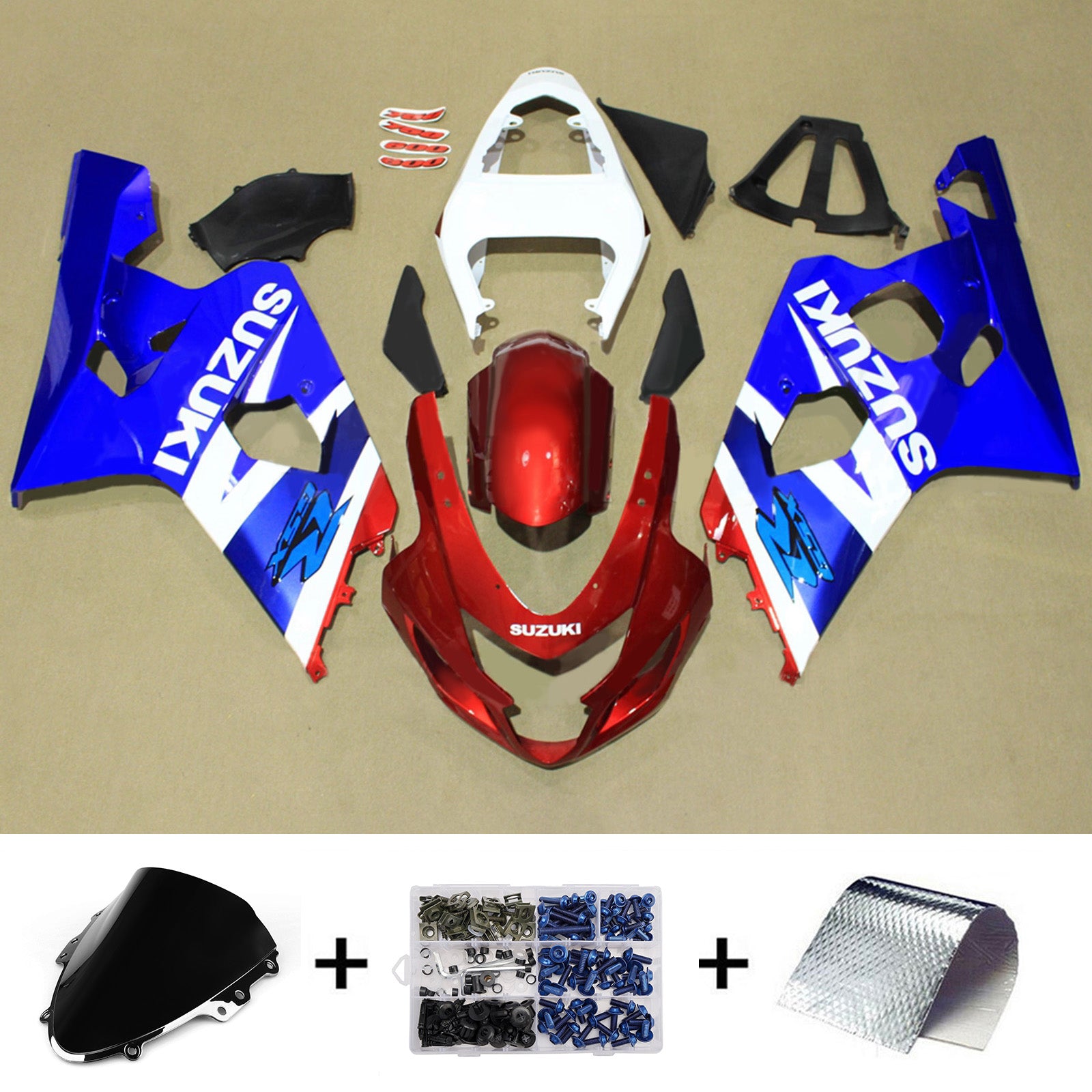 Amotopart 2004-2005 Suzuki GSXR 600/750 Red Blue White Fairing Kit