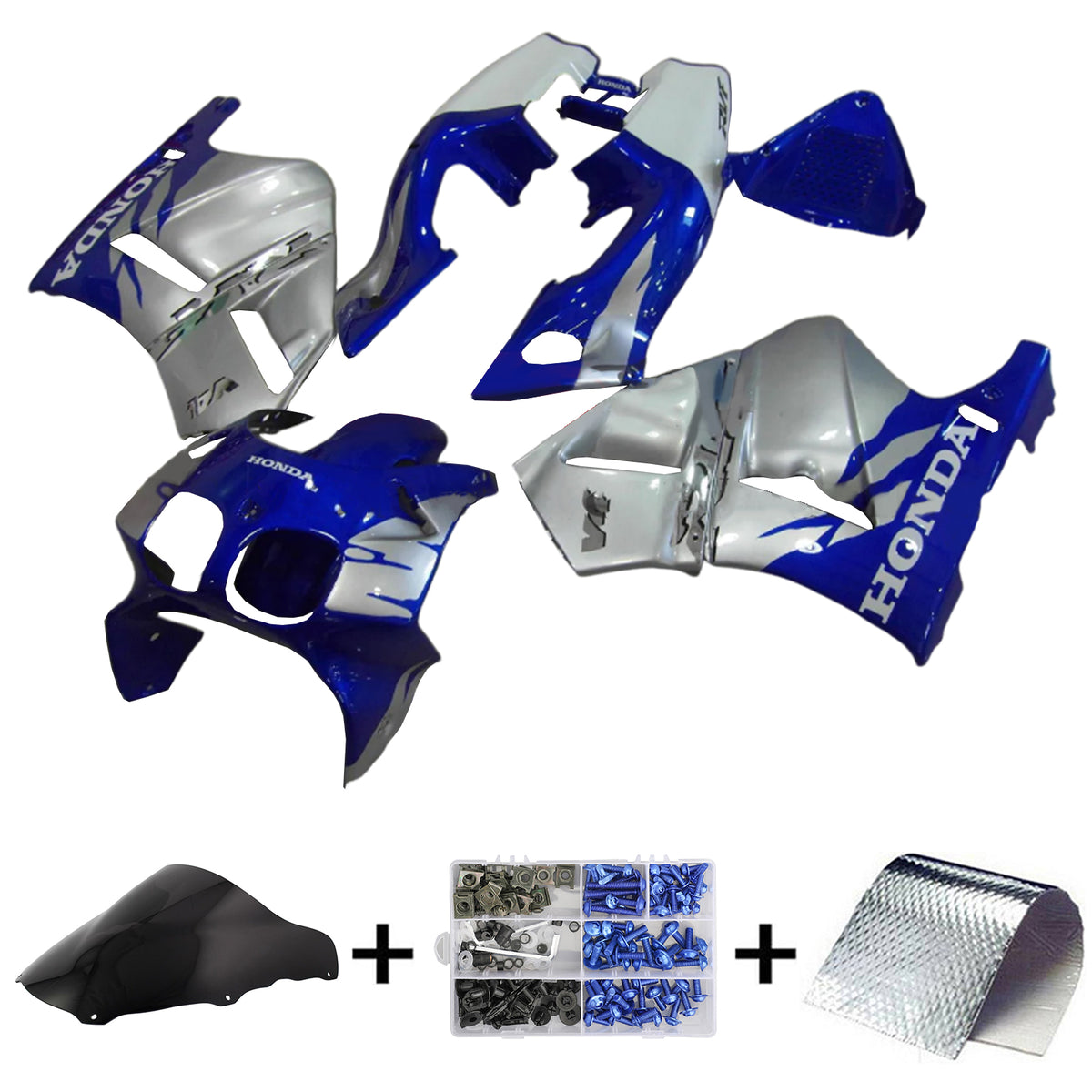 Amotopart 1993-1998 Kit carena Honda RVF400 NC35 blu argento