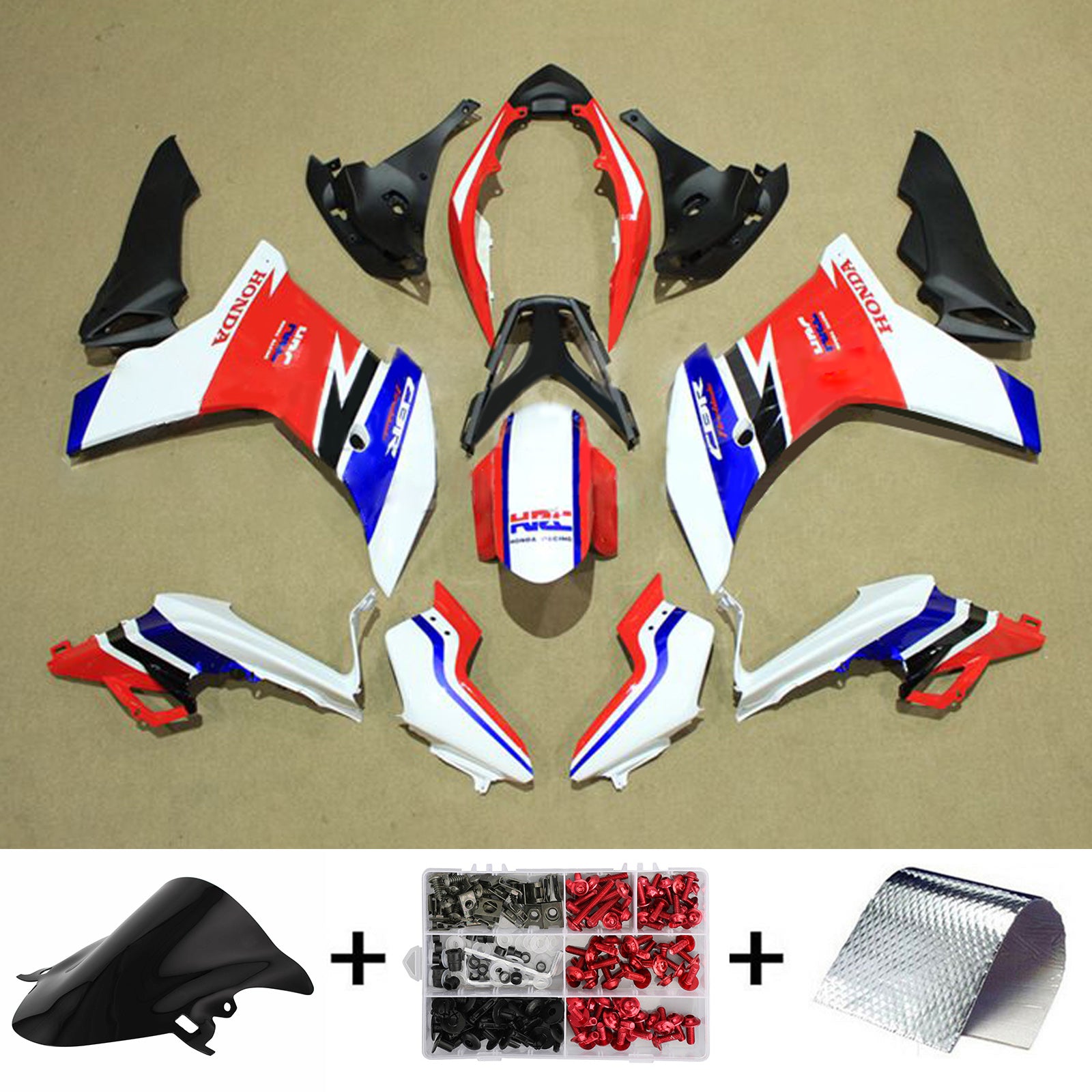 Amotopart 2011-2013 CBR600F Honda Kit de carénage bleu et rouge Style2