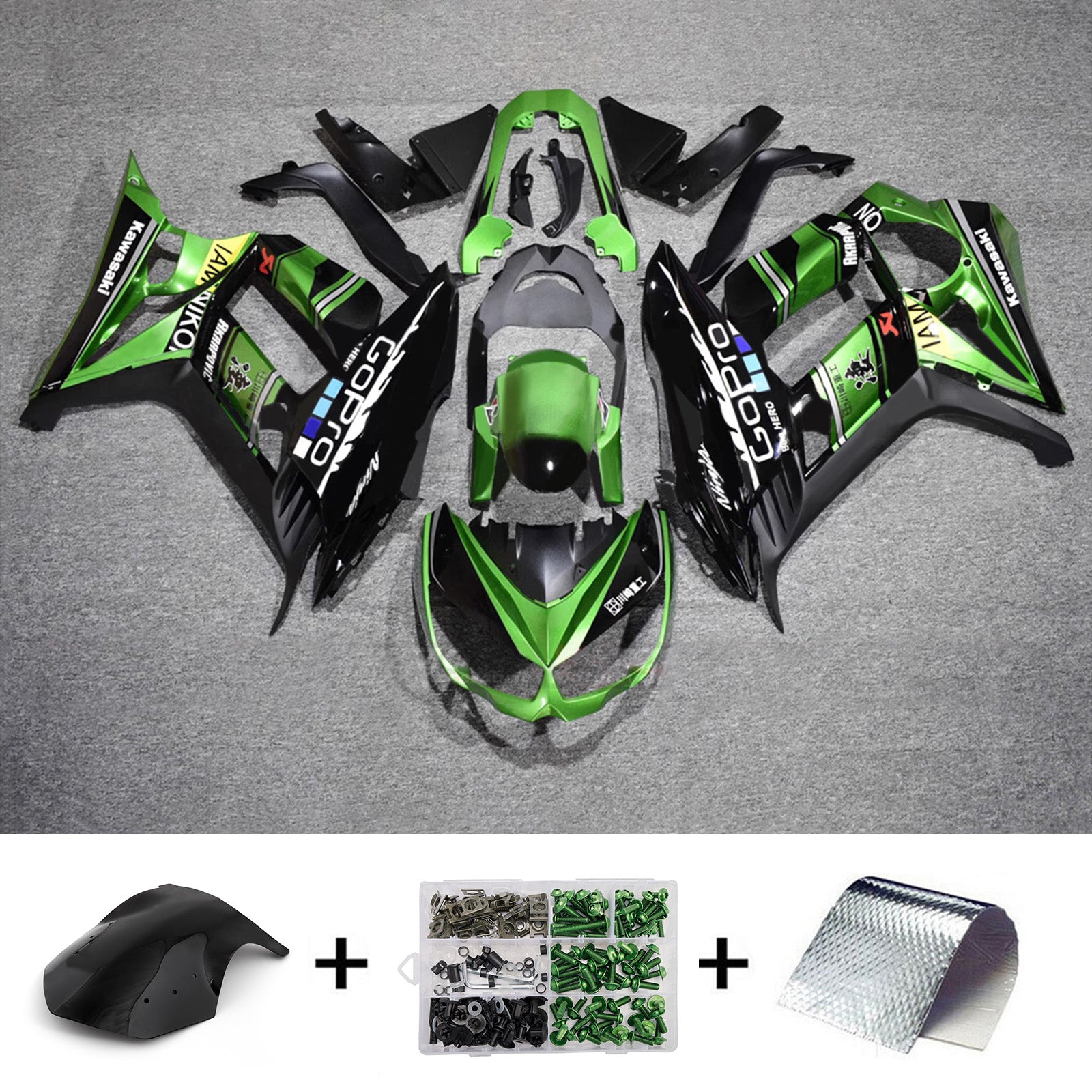 Amotopart 2010-2015 Kawasaki Z1000SX zielony czarny zestaw owiewki