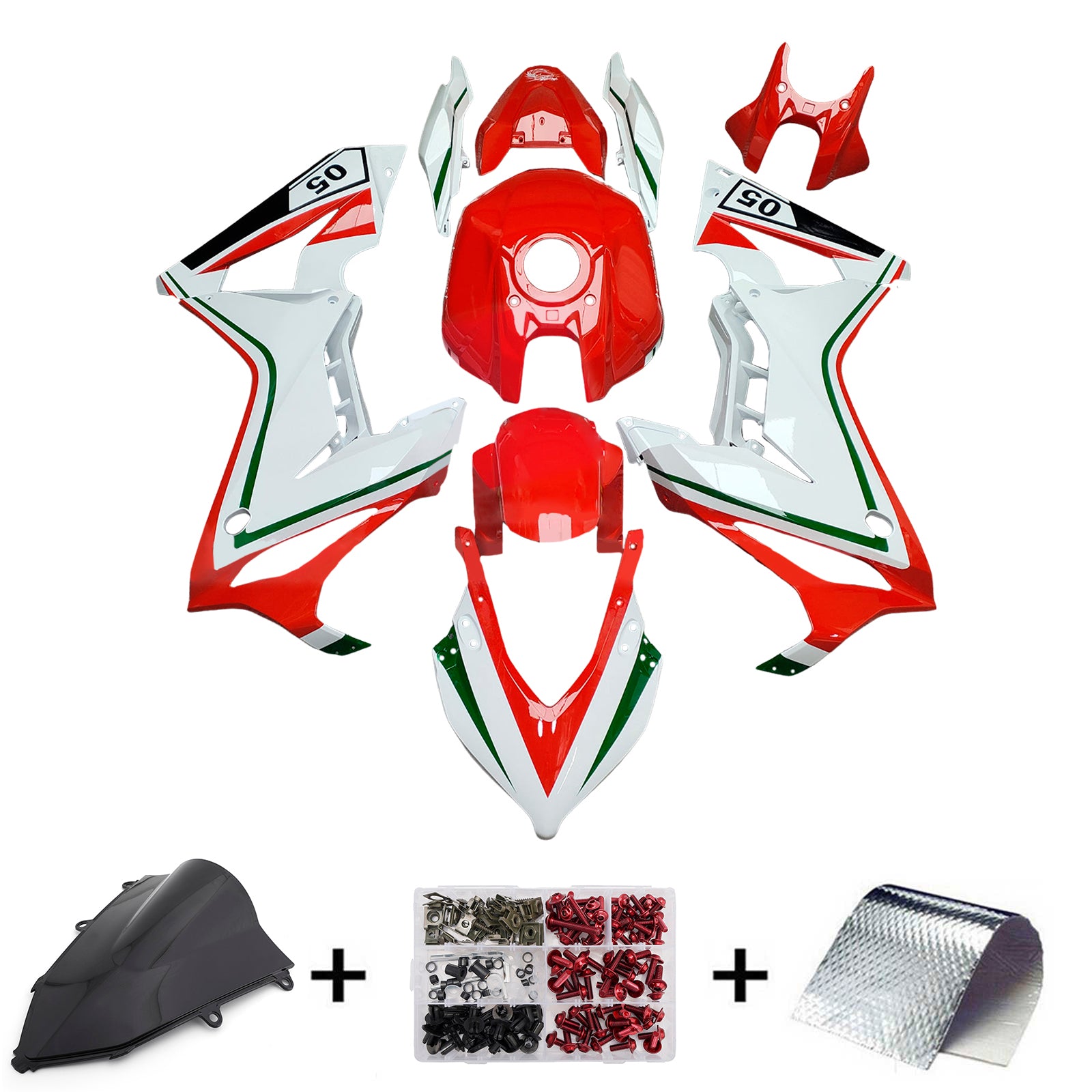 Amotopart 2019-2020 Honda CBR650R White Red Fairing Kit