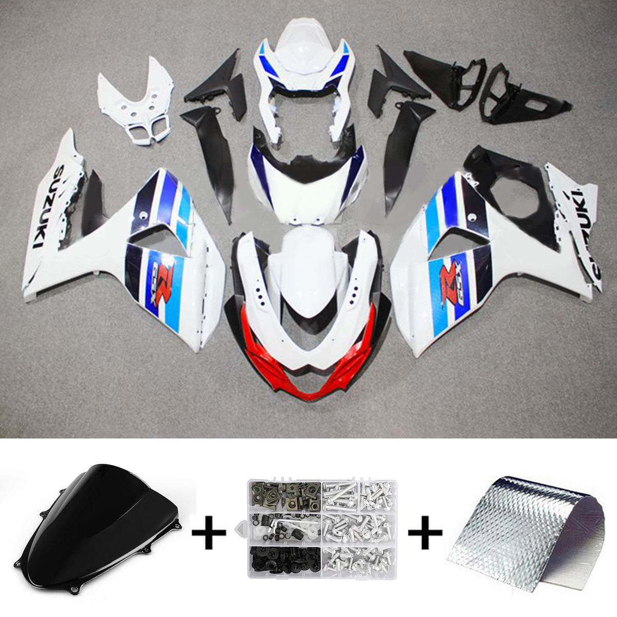 Amotopart 2009-2016 K9 GSXR1000 Suzuki Kit de carénage bleu et rouge