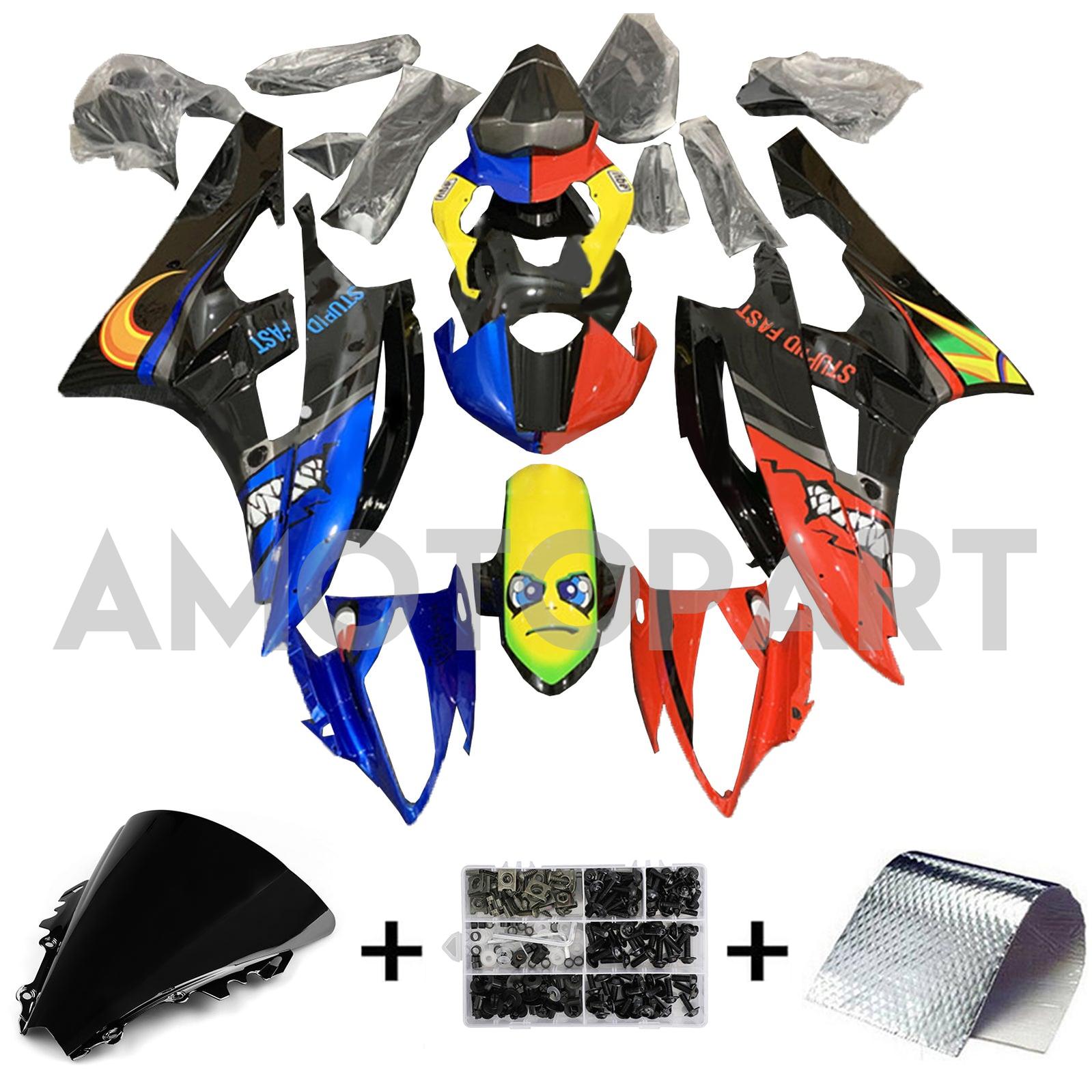 Amotopart 2006-2007 Yamaha YZF 600 R6 Red&Blue Monster Fairing Kit