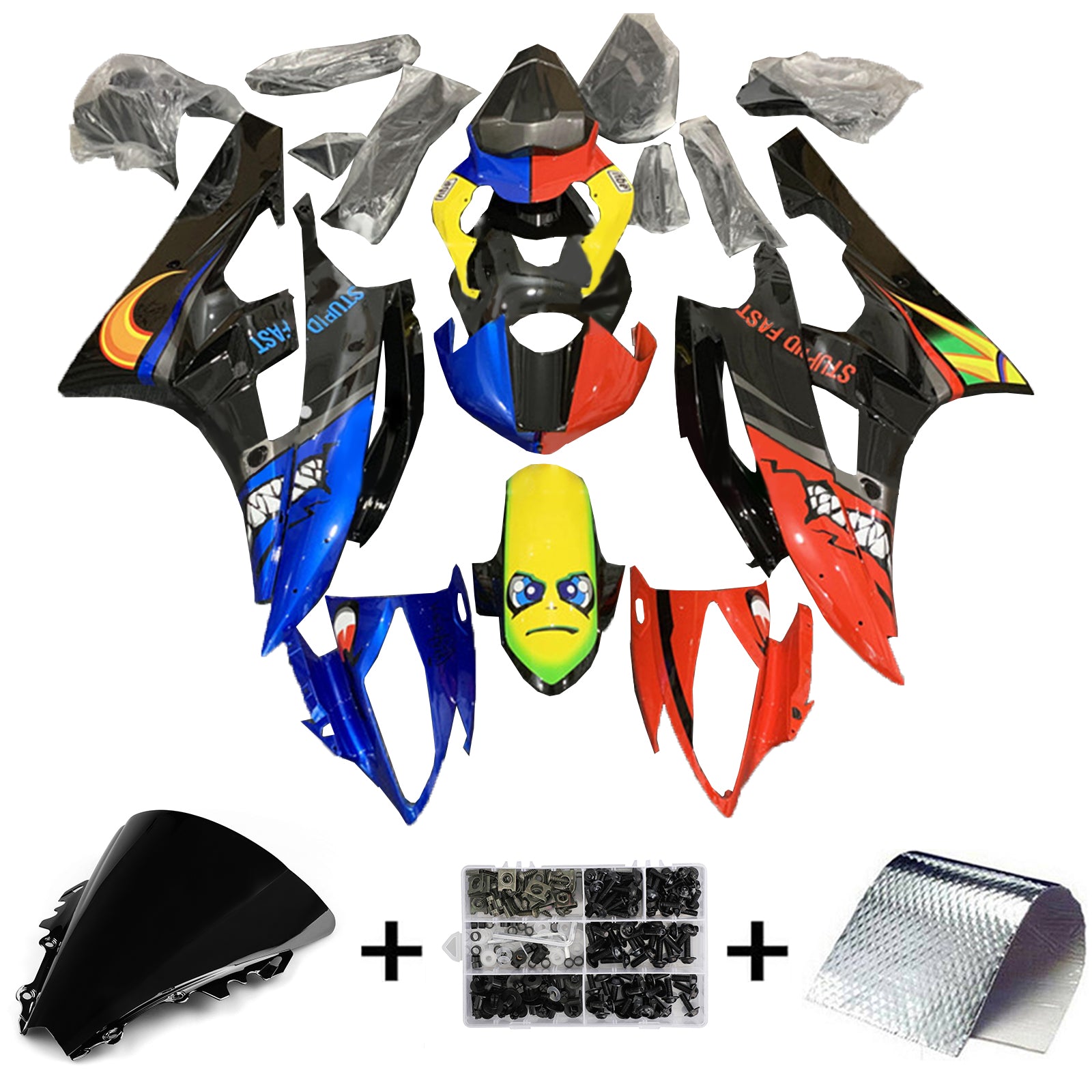 Amotopart 2006-2007 Yamaha YZF 600 R6 Red&Blue Monster Fairing Kit