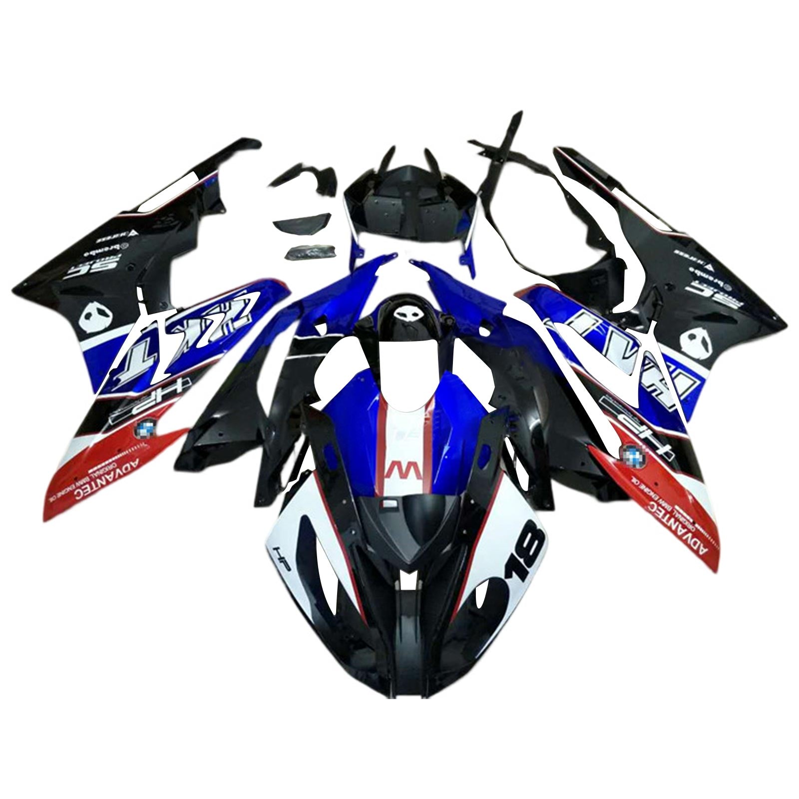 Amotopart BMW S1000RR 2017-2018 Blue&Red Style3 Fairing Kit